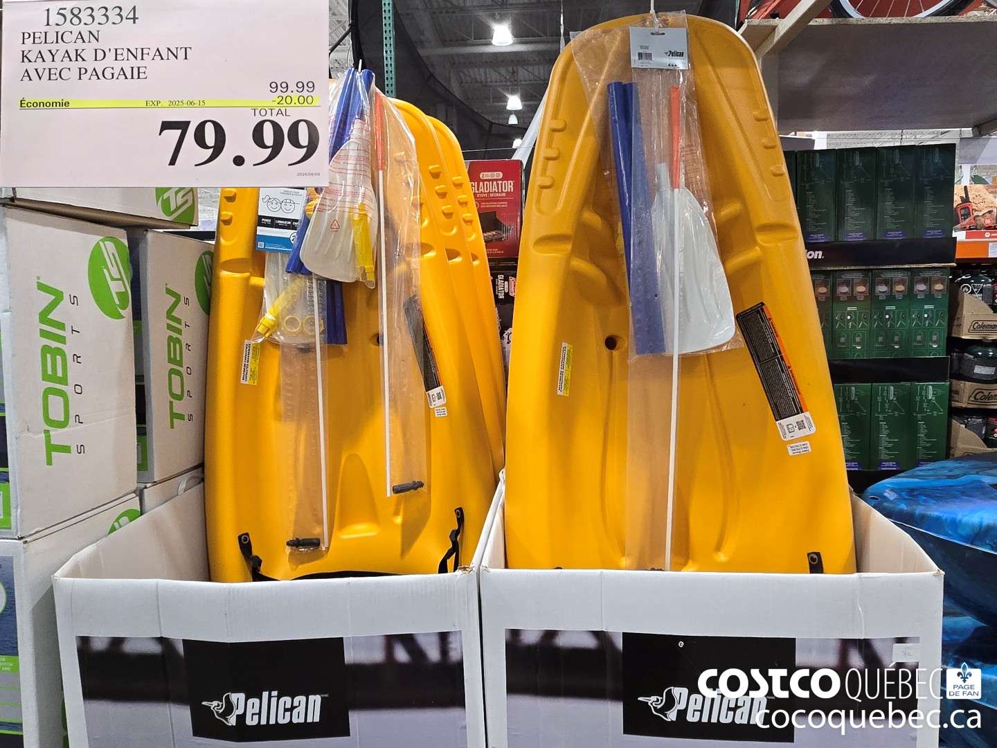 1583334 PELICAN KAYAK D'ENFANT AVEC PAGAIE ($20.00 INSTANT SAVINGS EXPIRES ON 2025-06-15) $79.99