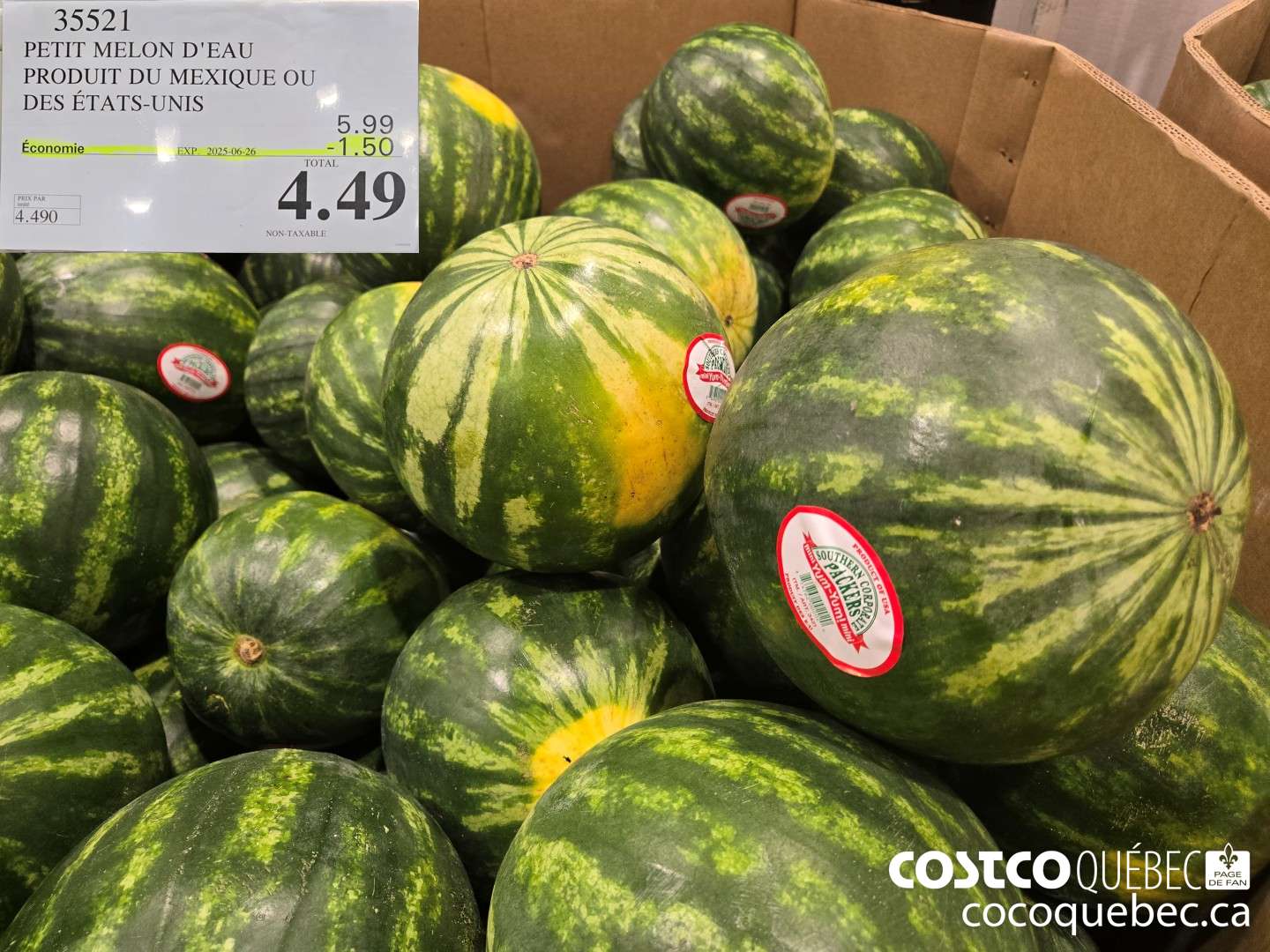 35521 PETIT MELON D'EAU PRODUIT DU MEXIQUE, GUATEMALA OU ETAT UNIS  ($1.50 INSTANT SAVINGS EXPIRES ON 2025-06-26) $4.49