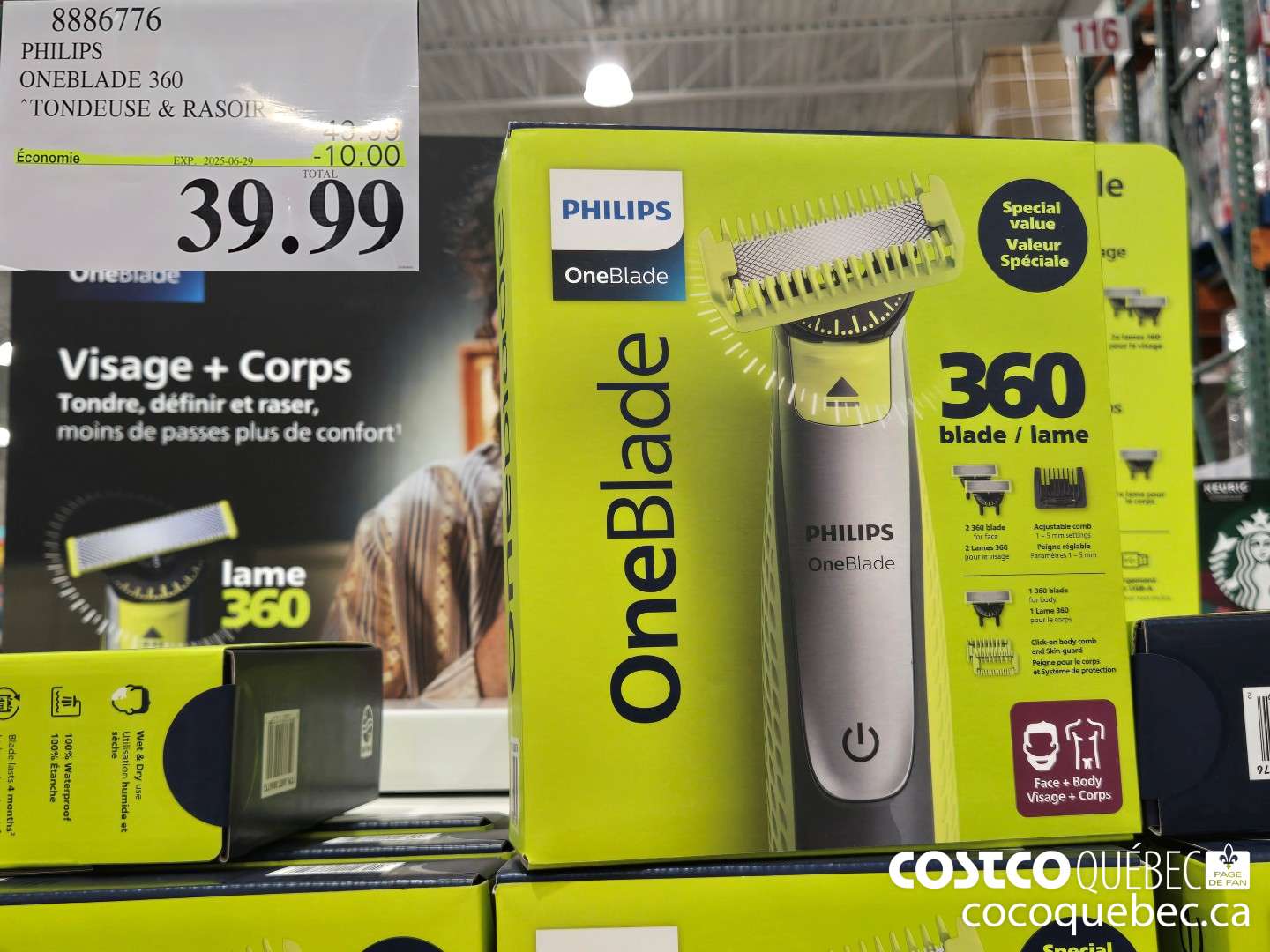 8886776 PHILIPS ONEBLADE 360 ‘TONDEUSE & RASO!  ($10.00 INSTANT SAVINGS EXPIRES ON 2025-06-29) $39.99