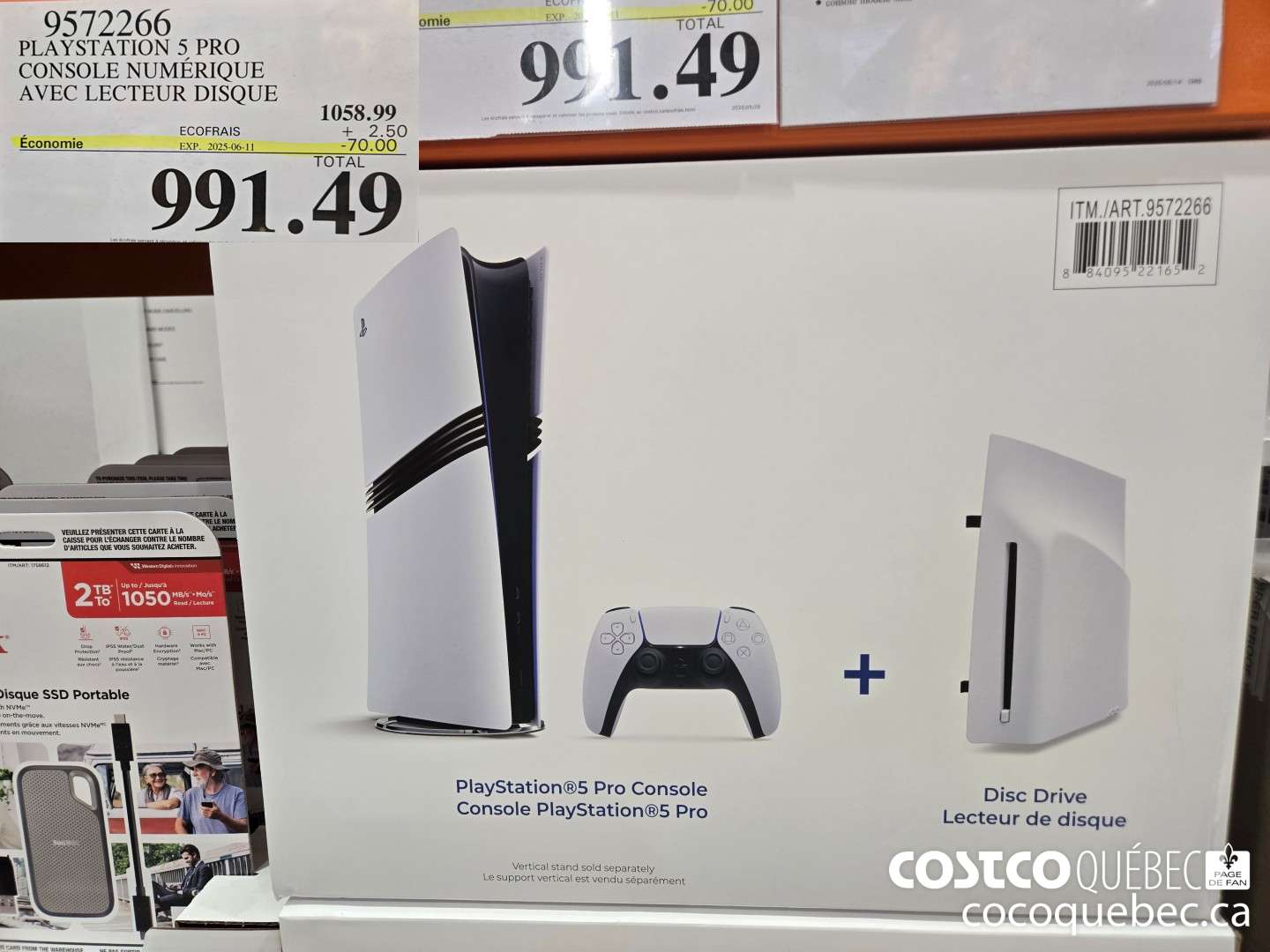 9572266 PLAYSTATION 5 PRO CONSOLE NUMERIQUE AVEC LECTEUR DISQUE  ($70.00 INSTANT SAVINGS EXPIRES ON 2025-06-11) $991.49