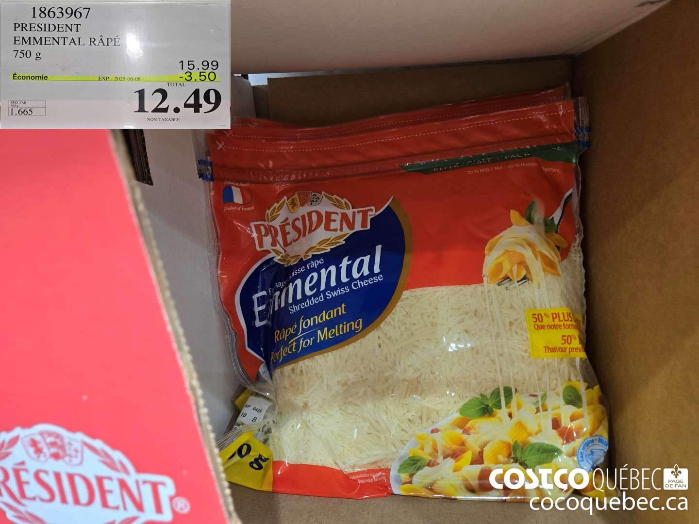 1863967 PRESIDENT EMMENTAL RAPE 750 g  ($3.50 INSTANT SAVINGS EXPIRES ON 2025-06-08) $12.49