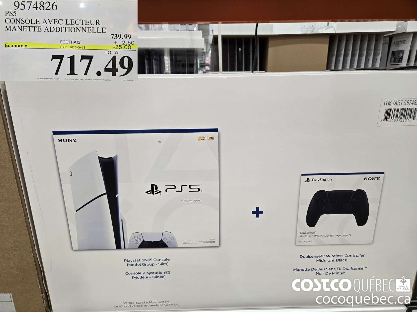 9574826 PS5 CONSOLE AVEC LECTEUR MANETTE ADDITIONNELLE  ($25.00 INSTANT SAVINGS EXPIRES ON 2025-06-11) $7171.49