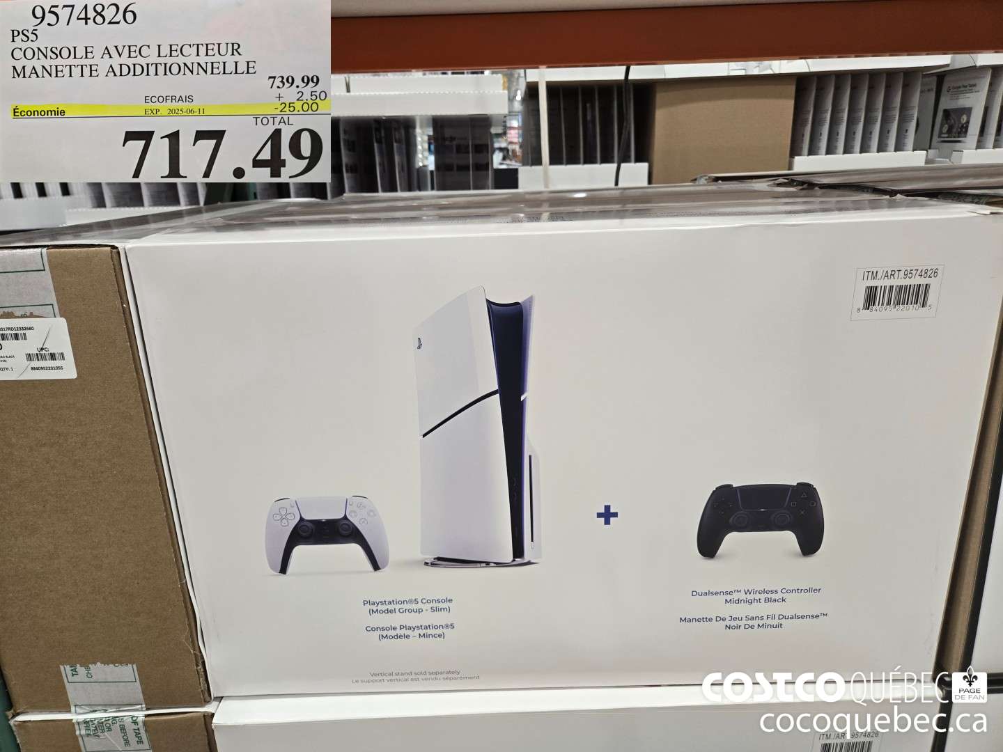 9574826 PS5 CONSOLE AVEC LECTEUR MANETTE ADDITIONNELLE  ($25.00 INSTANT SAVINGS EXPIRES ON 2025-06-11) $7171.49