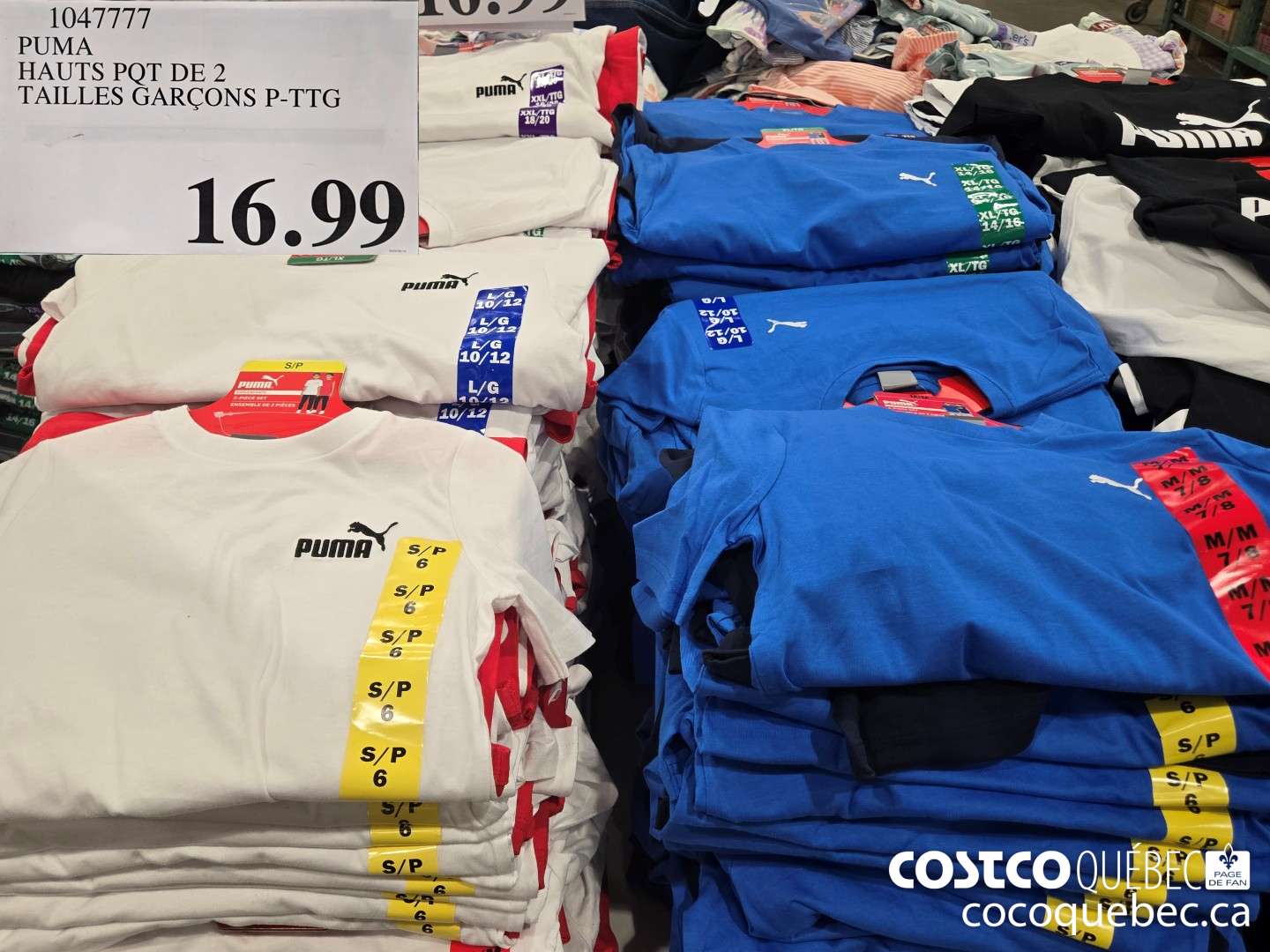 1047777 PUMA HAUTS PQT DE 2 TAILLES GARCONS P-TTG  $16.99