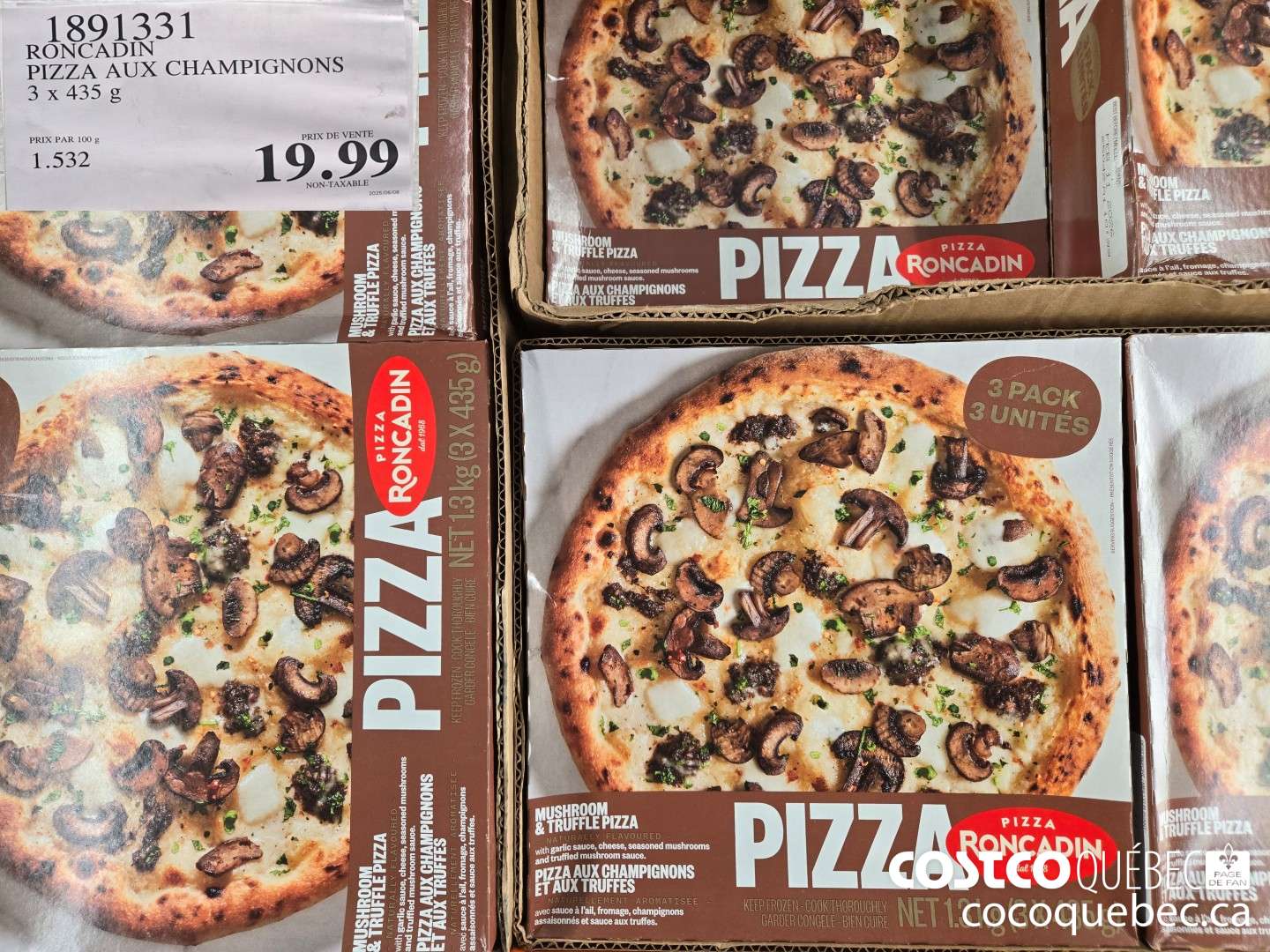 18913331 RONCADIN PIZZA AUX CHAMPIGNONS 3x 435 g  $19.99