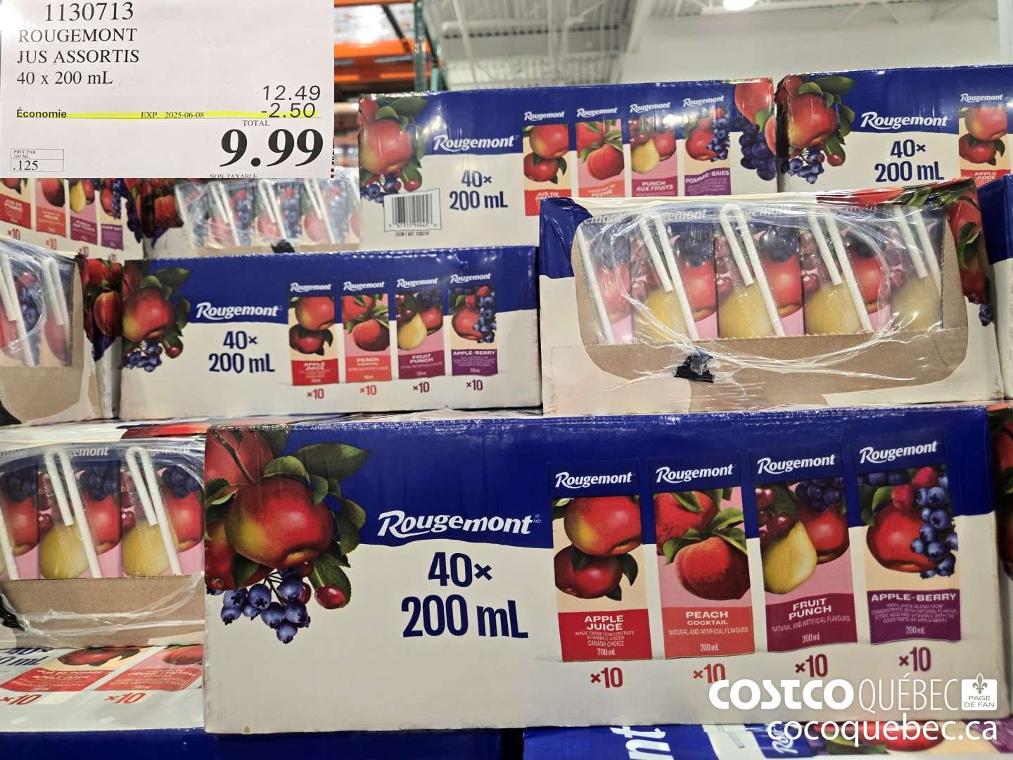 1130713 ROUGEMONT JUS ASSORTIS 40 x 200 mL a 9.99  ($2.50 INSTANT SAVINGS EXPIRES ON 2025-06-08) $9.99