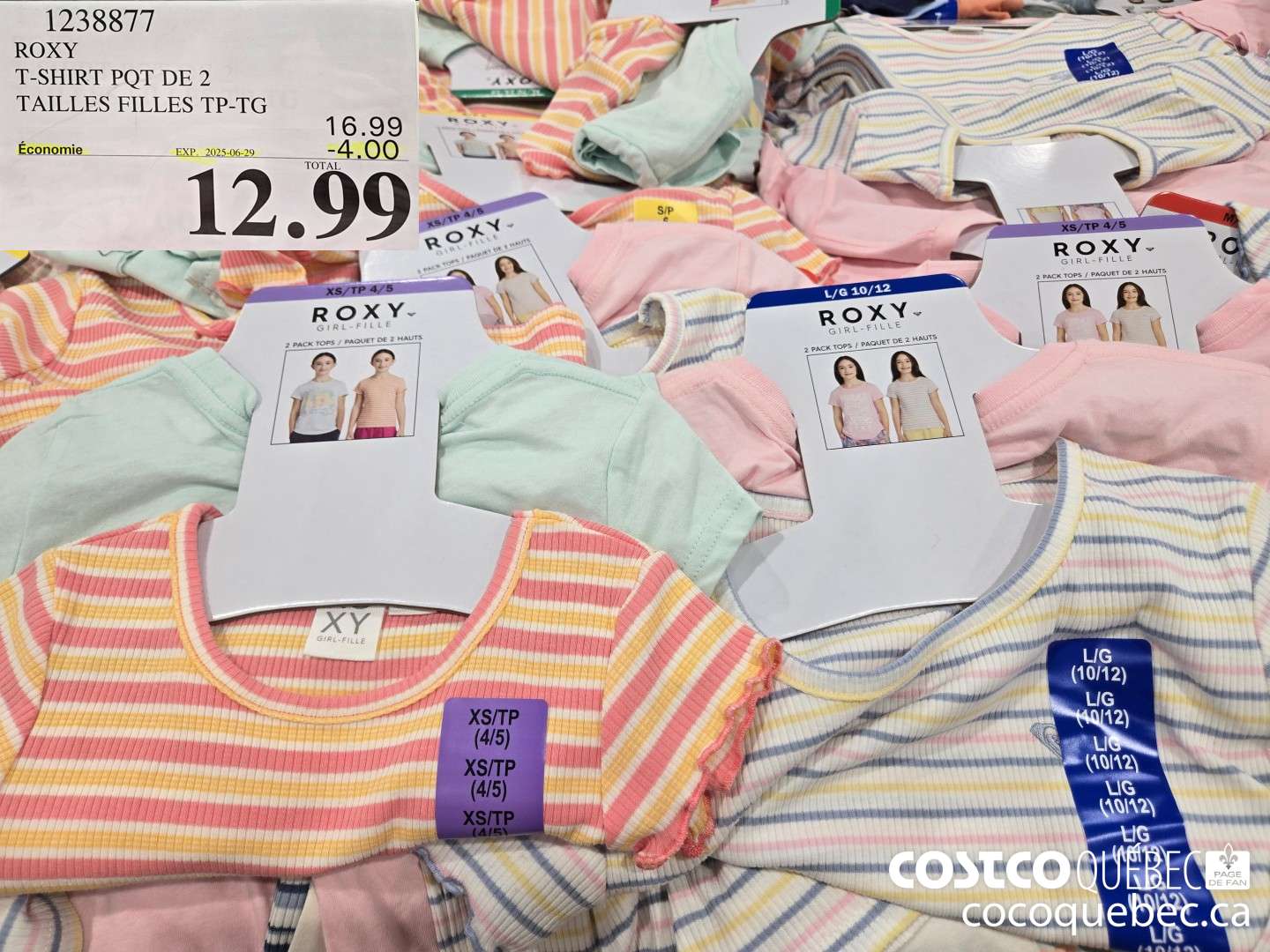 1238877 ROXY T-SHIRT PQT DE 2  ($4.00 INSTANT SAVINGS EXPIRES ON 2025-06-29) $12.99