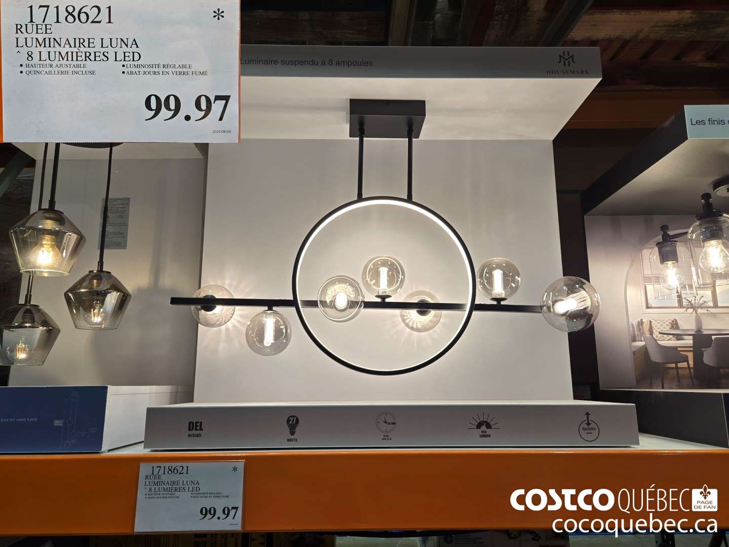 1718621 RUEE LUMINAIRE LUNA 8 LUMIERES LED  $99.97