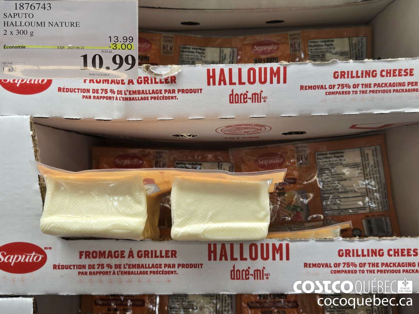 1876743 SAPUTO HALLOUMI NATURE 2 x 300 g  ($3.00 INSTANT SAVINGS EXPIRES ON 2025-06-22) $10.99