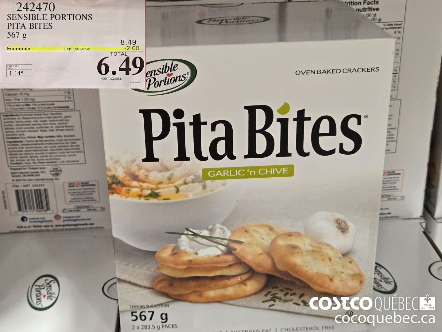 242470 SENSIBLE PORTIONS PITA BITES 567 g ($2.00 INSTANT SAVINGS EXPIRES ON 2025-07-06) $6.49