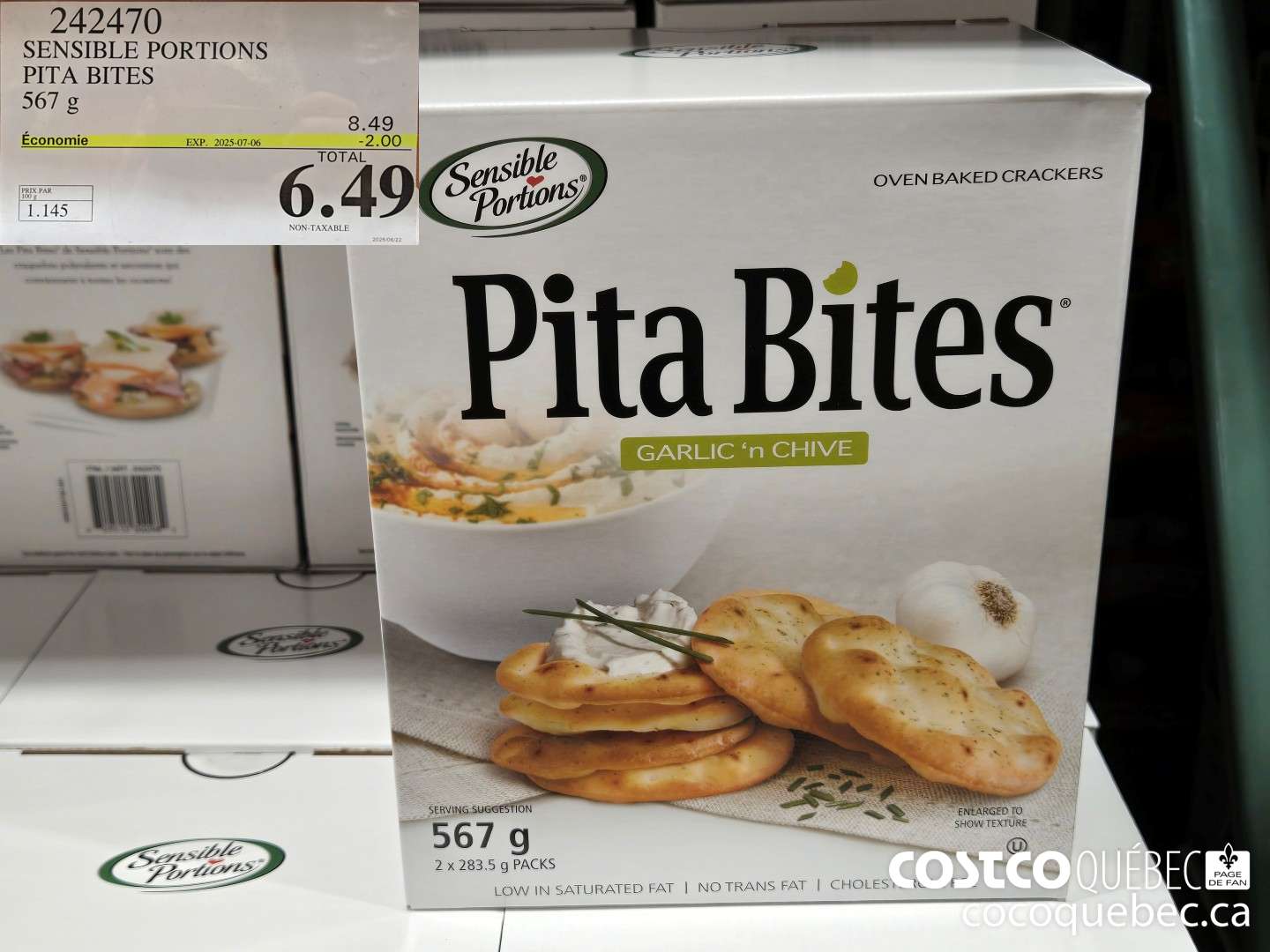 242470 SENSIBLE PORTIONS PITA BITES 567 g ($2.00 INSTANT SAVINGS EXPIRES ON 2025-07-06) $6.49
