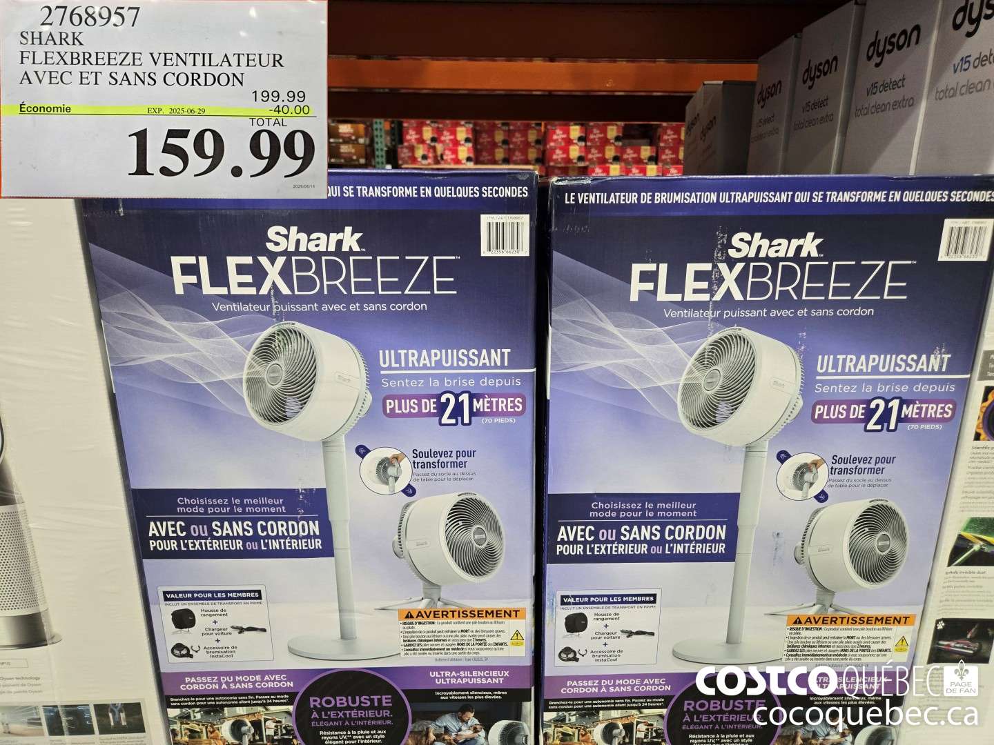 2768957 SHARK FLEXBREEZE VENTILATEUR AVEC ET SANS CORDON  ($40.00 INSTANT SAVINGS EXPIRES ON 2025-06-29) $159.99