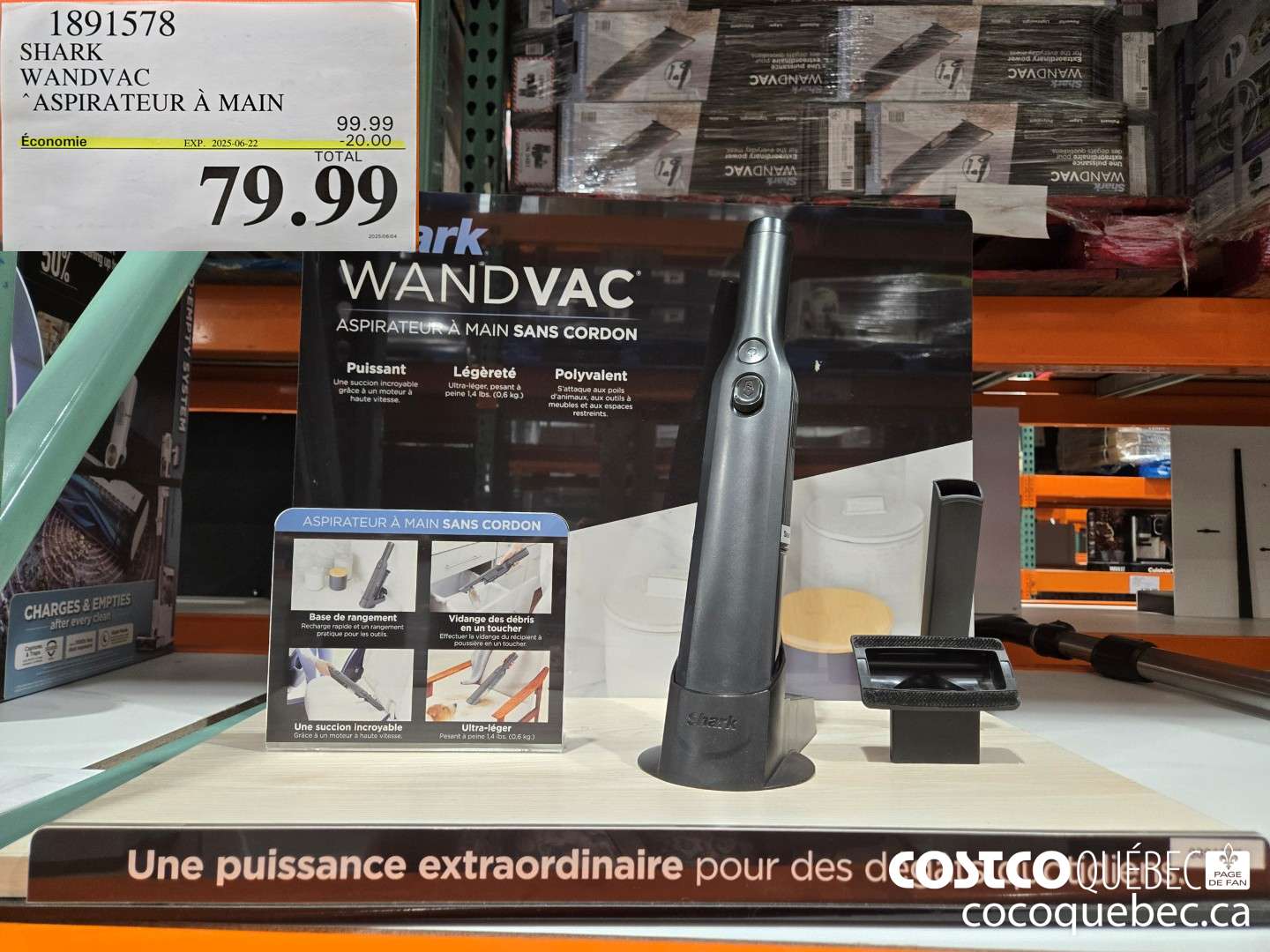 1891578 SHARK WANDVAC ASPIRATEUR A MAIN  2025-06-22 ($20.00 INSTANT SAVINGS) $79.99