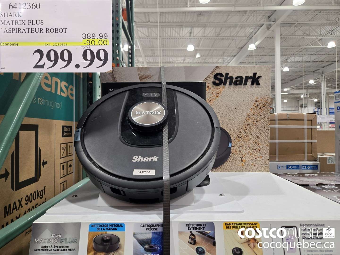 6412360 SHARK MATRIX PLUS ASPIRATEUR ROBOT AVEC “BASE AUTO-VIDE  ($90.00 INSTANT SAVINGS EXPIRES ON 2025-06-08) $299.99