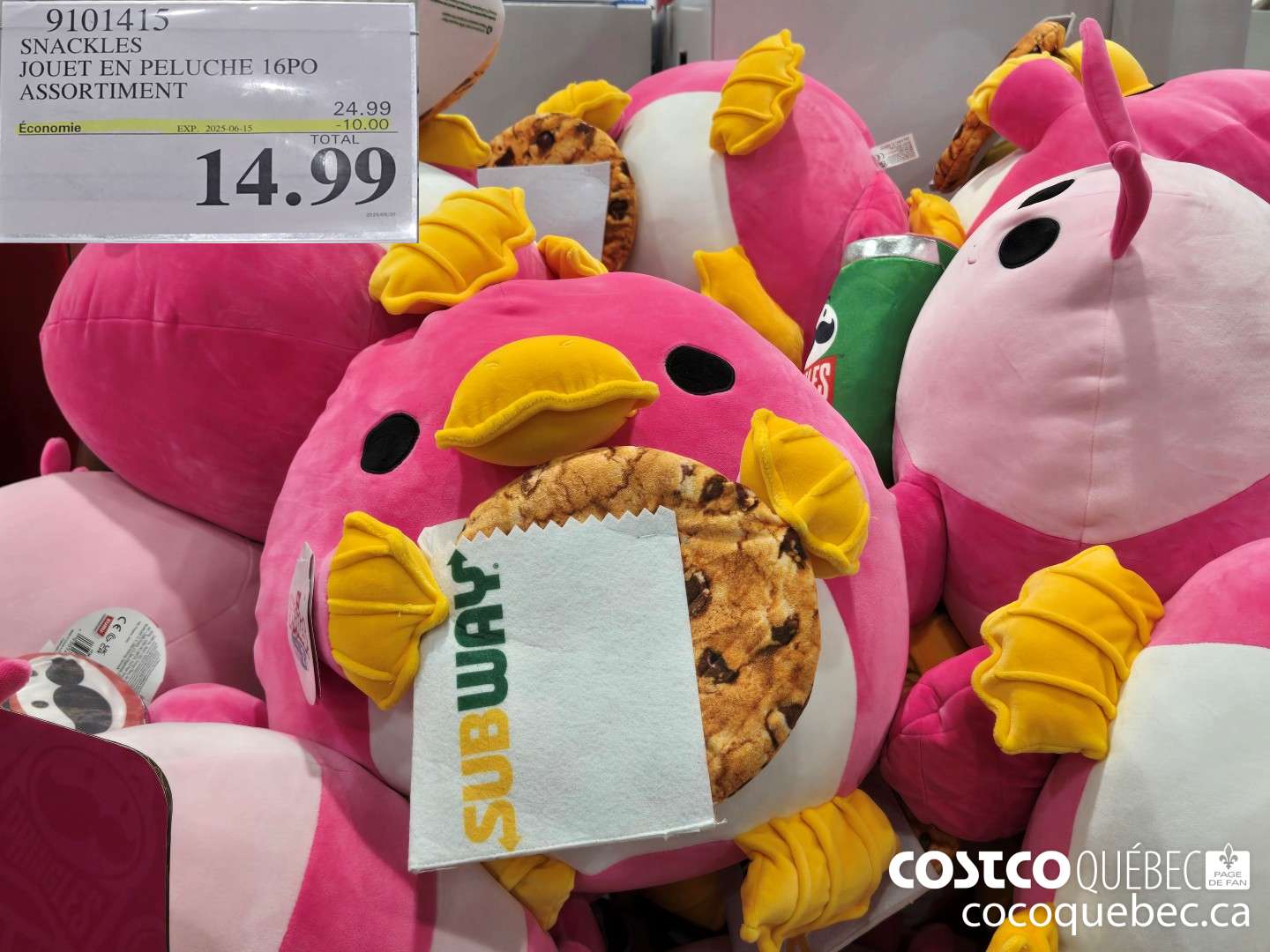 9101415 SNACKLES JOUET EN PELUCHE 16PO ASSORTIMENT  ($10.00 INSTANT SAVINGS EXPIRES ON 2025-06-15) $14.99