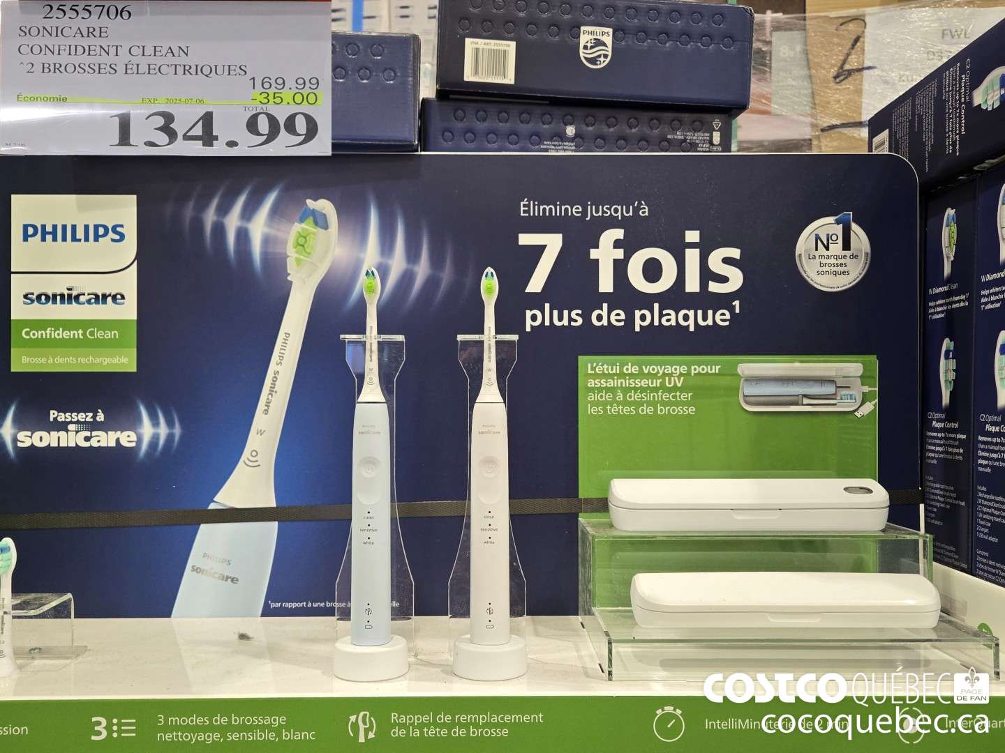2555706 SONICARE CONFIDENT CLEAN “2 BROSSES ELECTRIQUES  ($35.00 INSTANT SAVINGS EXPIRES ON 2025-07-06) $134.99