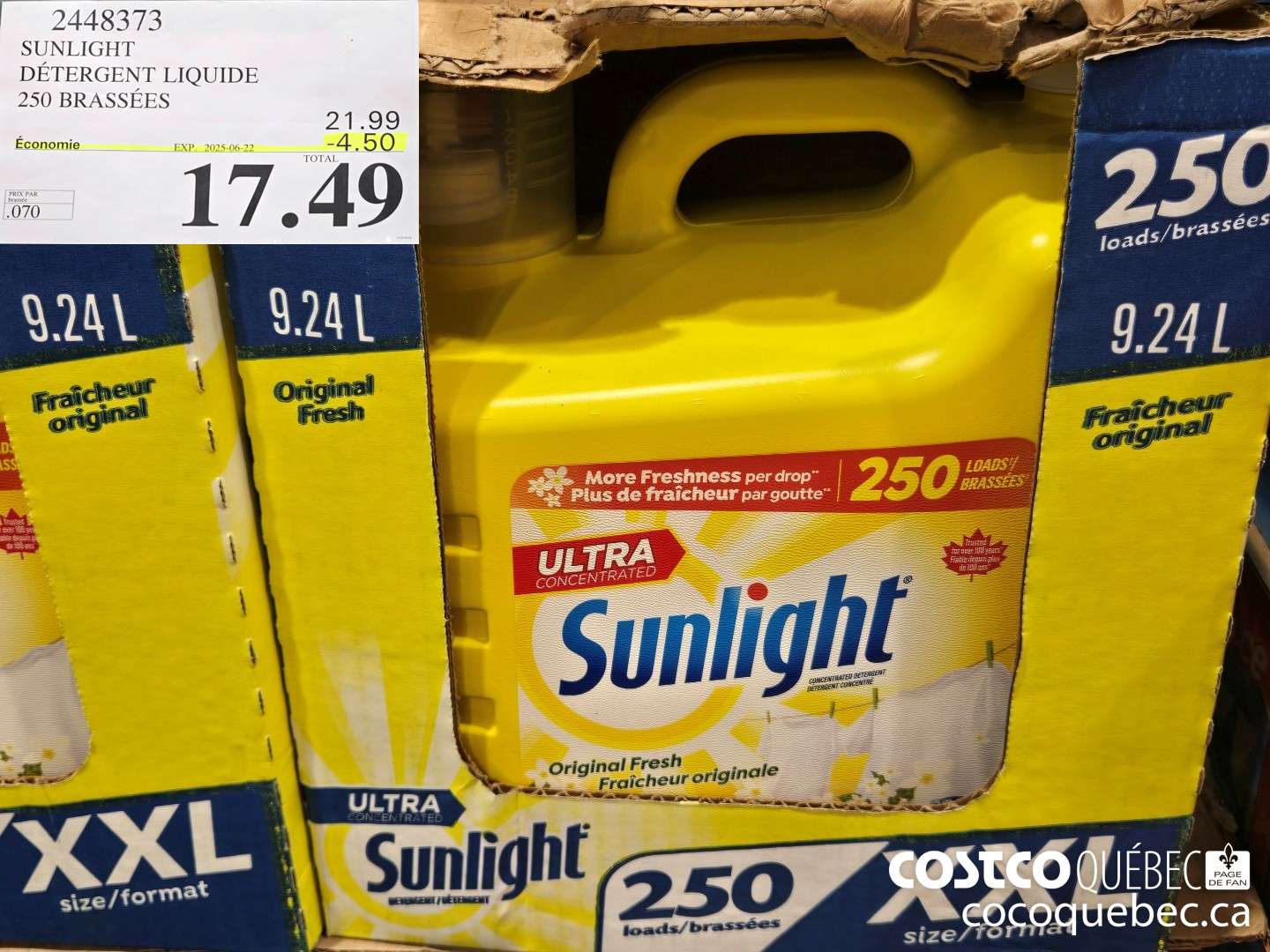 2448373 SUNLIGHT DETERGENT LIQUIDE 250 brassées  ($4.50 INSTANT SAVINGS EXPIRES ON 2025-06-22) $17.49