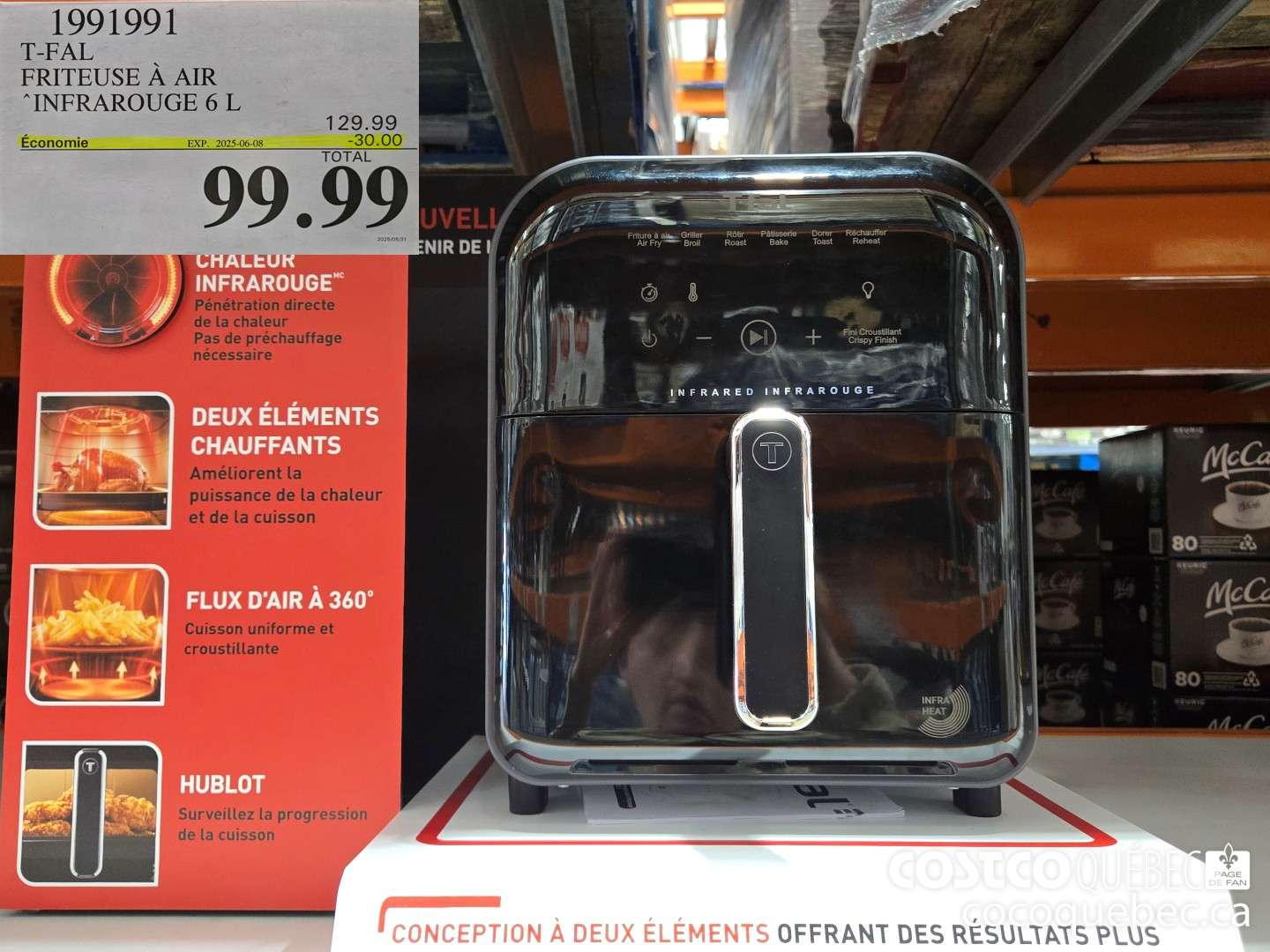 1991991 T-FAL FRITEUSE A AIR ‘INFRAROUGE 6 L  ($30.00 INSTANT SAVINGS EXPIRES ON 2025-06-08) $99.99