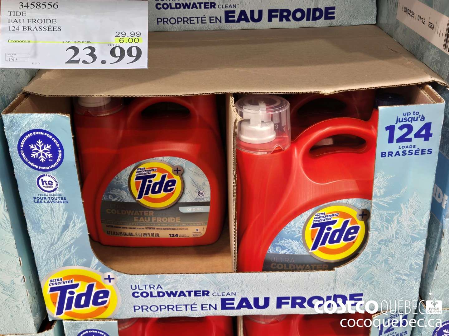 3458556 TIDE EAU FROIDE 124 BRASSEES  ($6.00 INSTANT SAVINGS EXPIRES ON 2025-07-06) $23.99