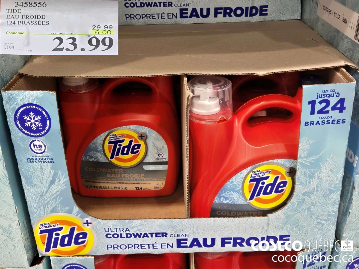 3458556 TIDE EAU FROIDE 124 BRASSEES  ($6.00 INSTANT SAVINGS EXPIRES ON 2025-07-06) $23.99