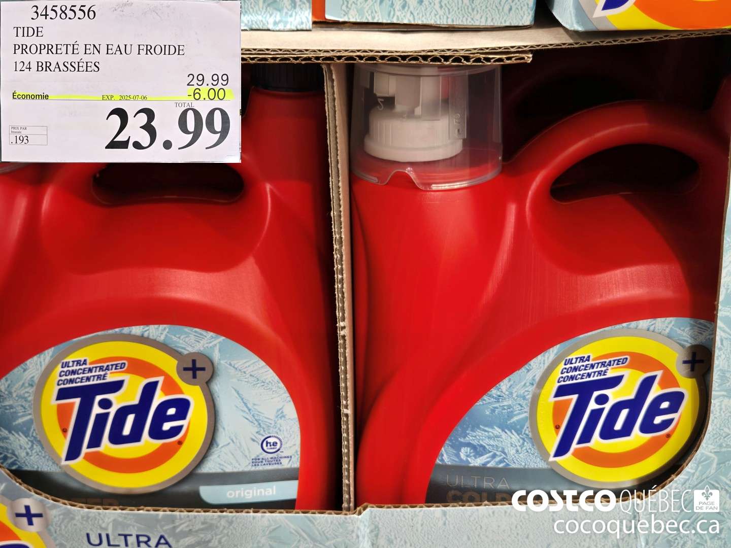 3458556 TIDE EAU FROIDE 124 BRASSEES  ($6.00 INSTANT SAVINGS EXPIRES ON 2025-07-06) $23.99