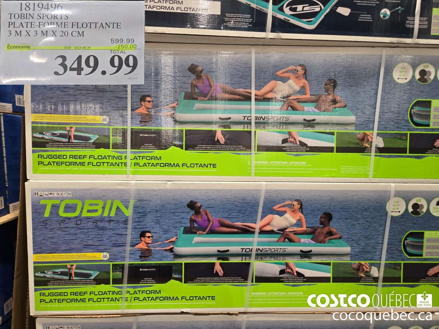 1819496 TOBIN SPORTS PLATE-FORME FLOTTANTE 3MX3MX20CM  ($250.00 INSTANT SAVINGS EXPIRES ON 2025-06-29) $349.99