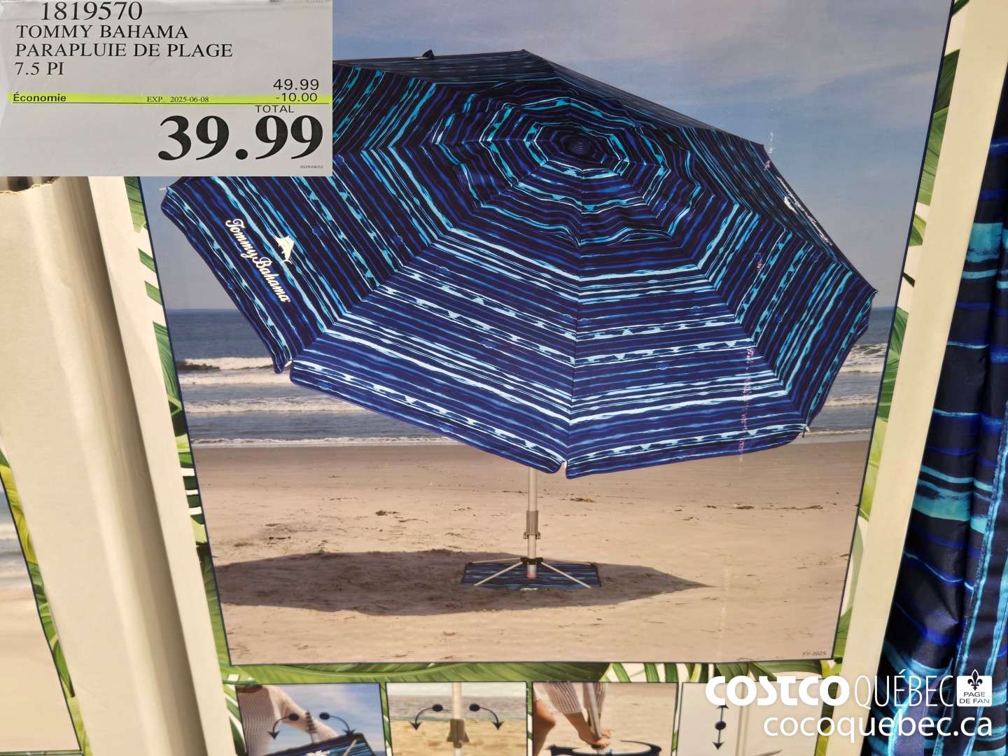 1819570 TOMMY BAHAMA PARAPLUIE DE PLAGE  ($10.00 INSTANT SAVINGS EXPIRES ON 2025-06-08) $39.99