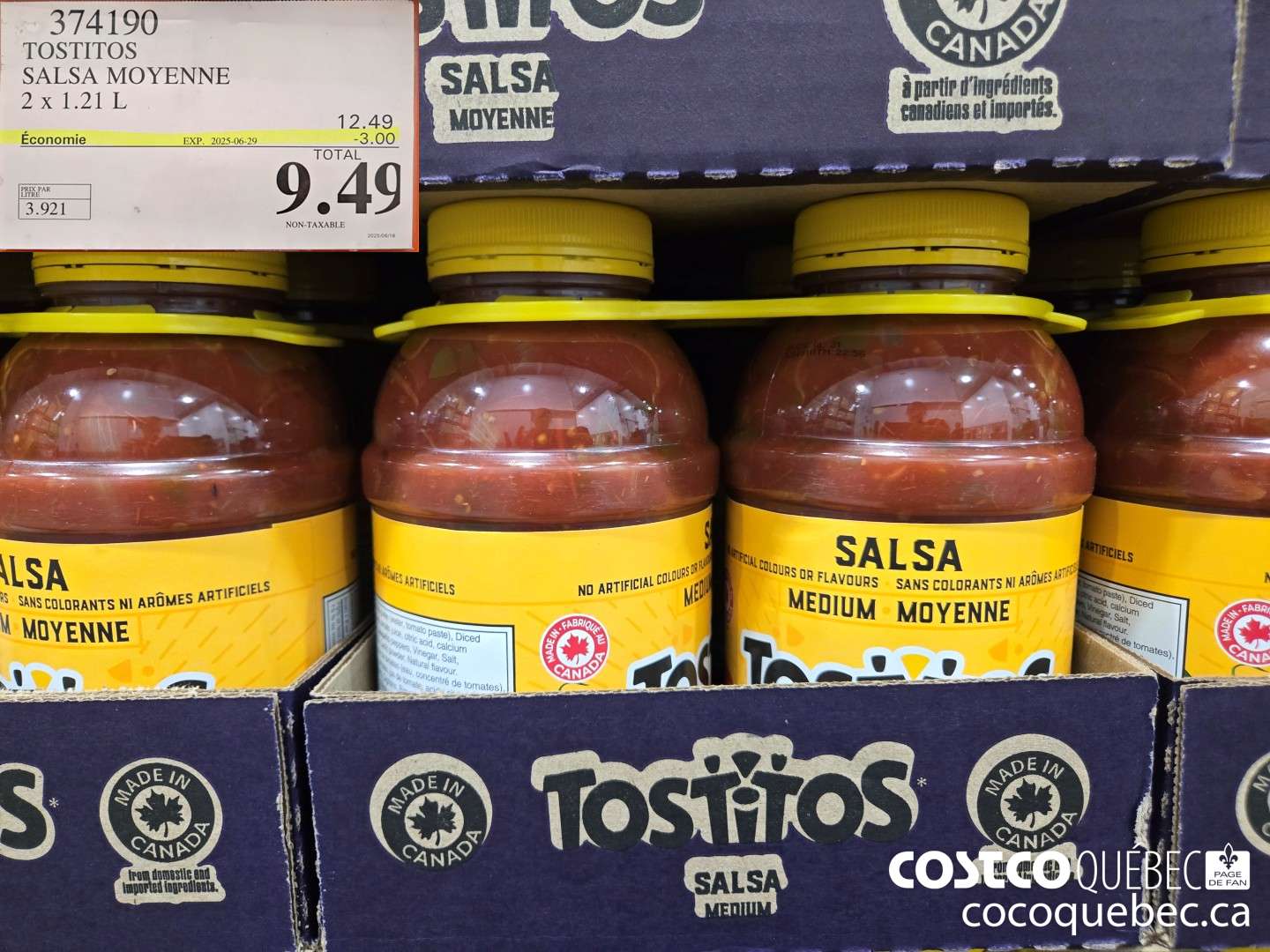 374190 TOSTITOS SALSA MOYENNE  ($3.00 INSTANT SAVINGS EXPIRES ON 2025-06-29) $9.49