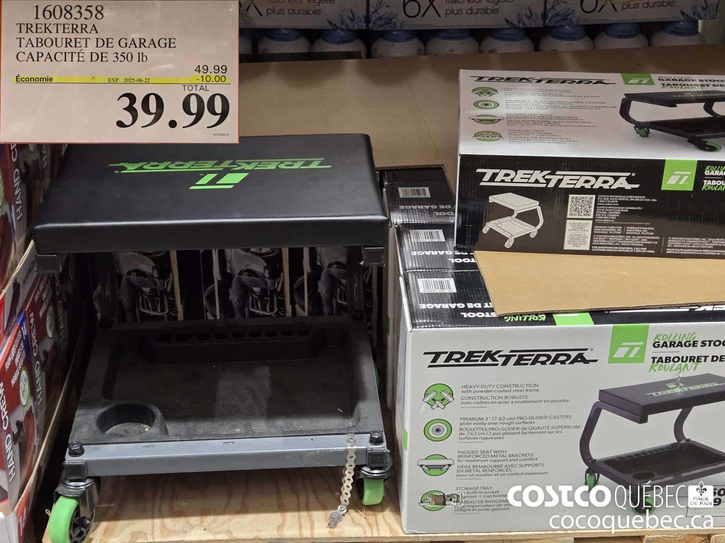 1608358 TREKTERRA TABOURET DE GARAGE CAPACITE DE 350 Ib  ($10.00 INSTANT SAVINGS EXPIRES ON 2025-06-22) $39.99