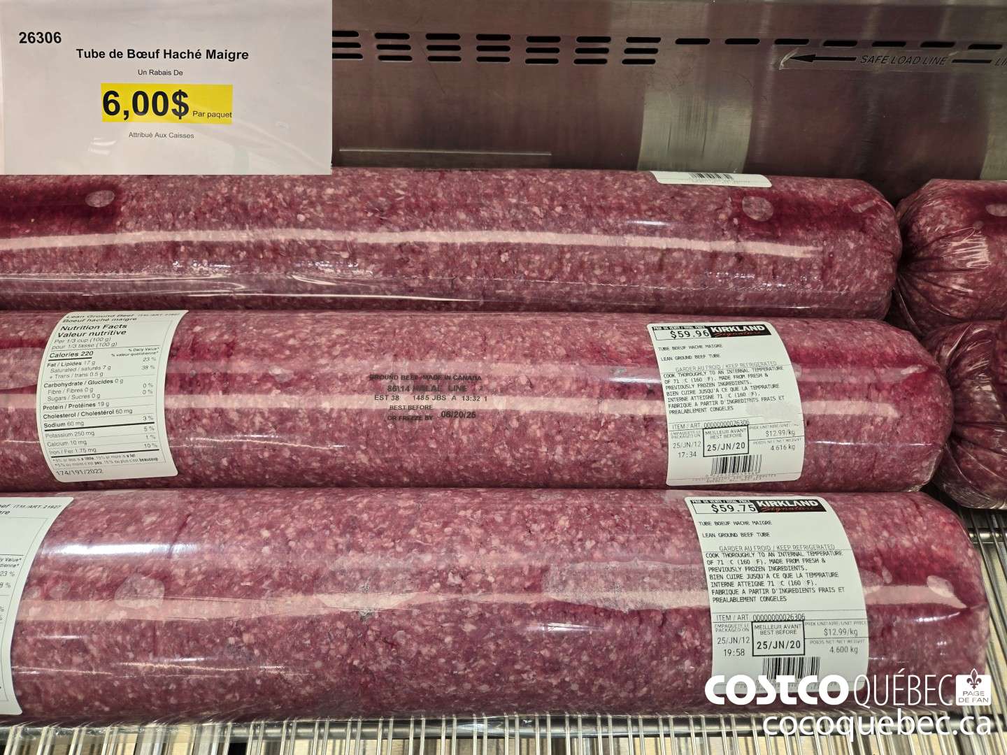 26306 Tube de Boeuf Haché Maigre ($6.00 INSTANT SAVINGS)