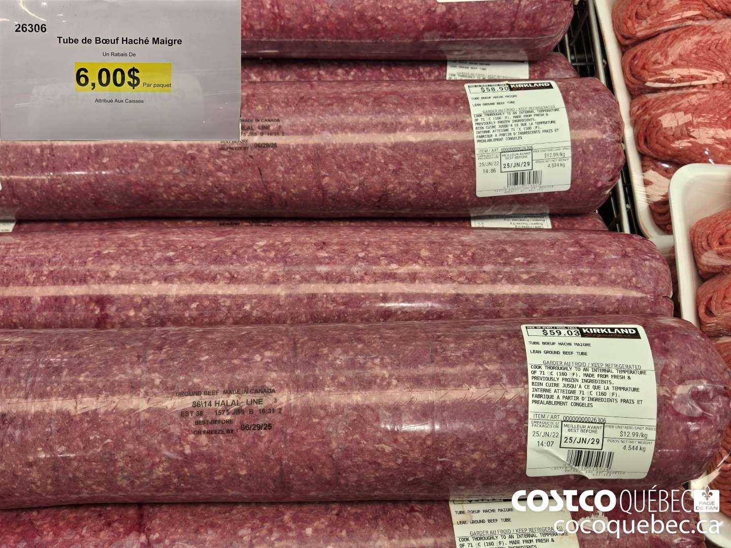 26306 Tube de Boeuf Haché Maigre ($6.00 INSTANT SAVINGS)