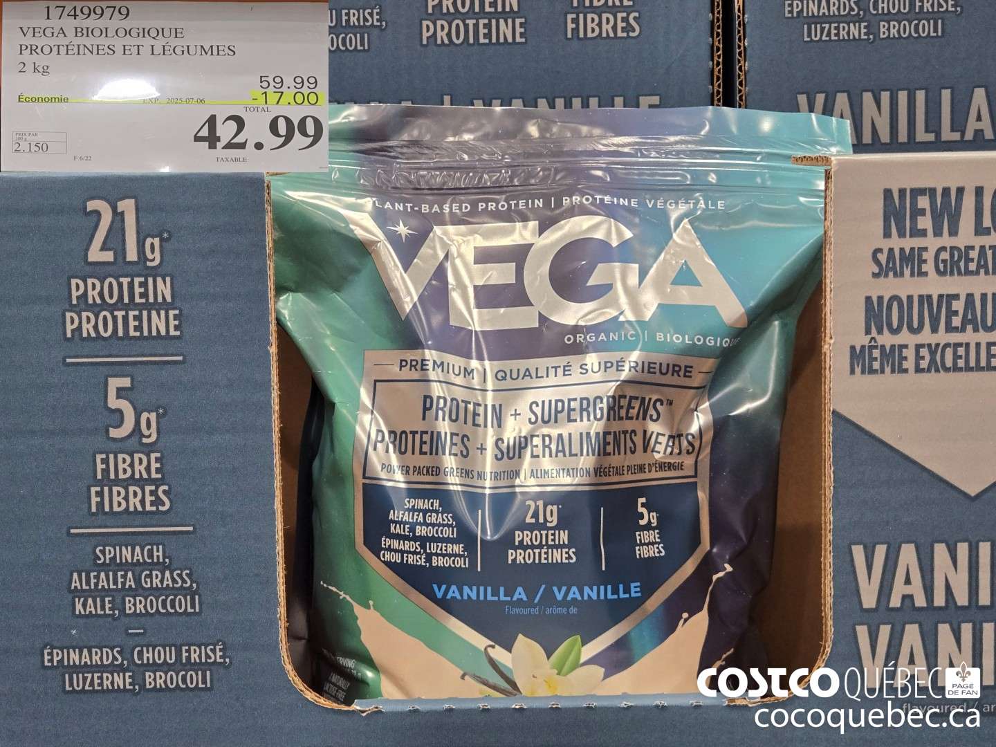 1749979 VEGA BIOLOGIQUE PROTEINES ET LEGUMES 2 kg  ($17.00 INSTANT SAVINGS EXPIRES ON 2025-07-06) $42.99