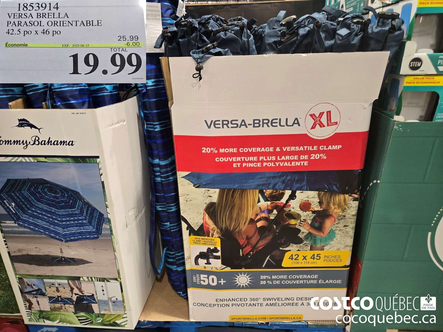 1853914 VERSA BRELLA PARASOL ORIENTABLE 42.5 po x 46 po  ($6.00 INSTANT SAVINGS EXPIRES ON 2025-06-15) $19.99