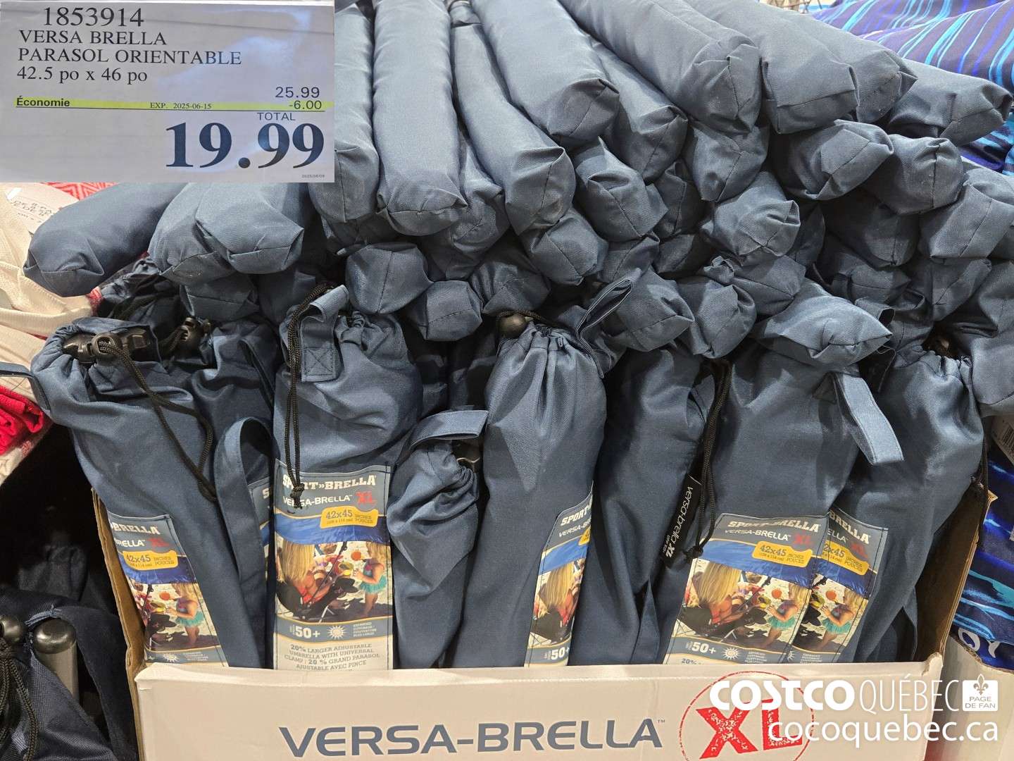 1853914 VERSA BRELLA PARASOL ORIENTABLE 42.5 po x 46 po  ($6.00 INSTANT SAVINGS EXPIRES ON 2025-06-15) $19.99