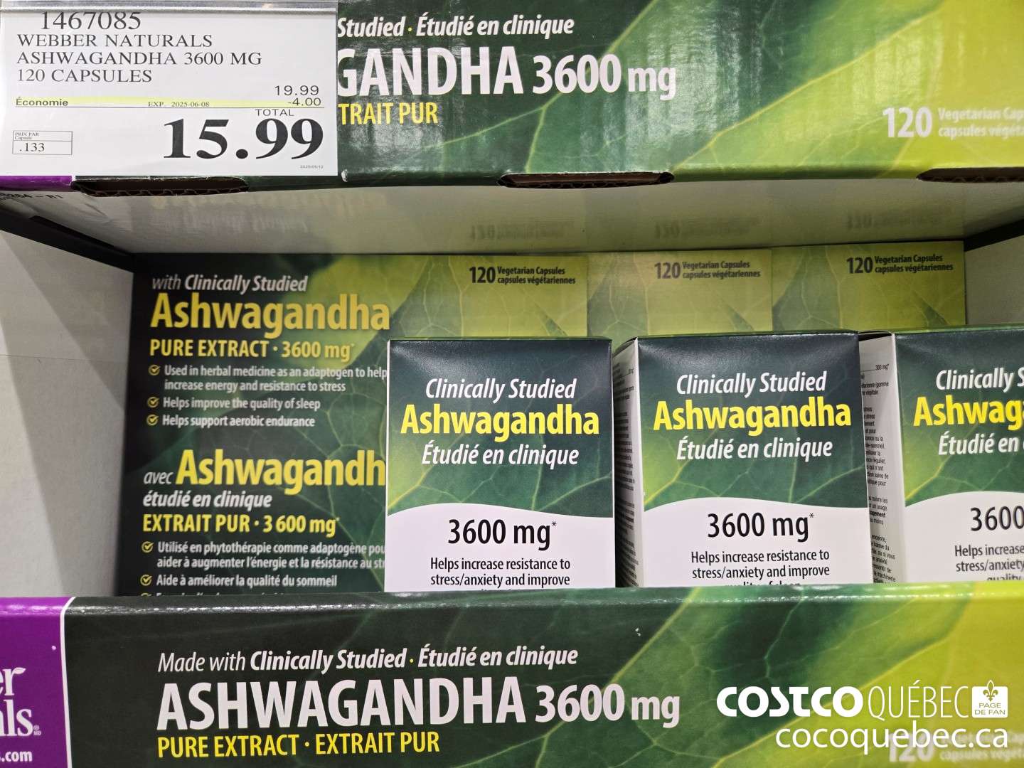 1467085 WEBBER NATURALS ASHWAGANDHA 3600 MG 120 CAPSULES  ($4.00 INSTANT SAVINGS EXPIRES ON 2025-06-08) $15.99