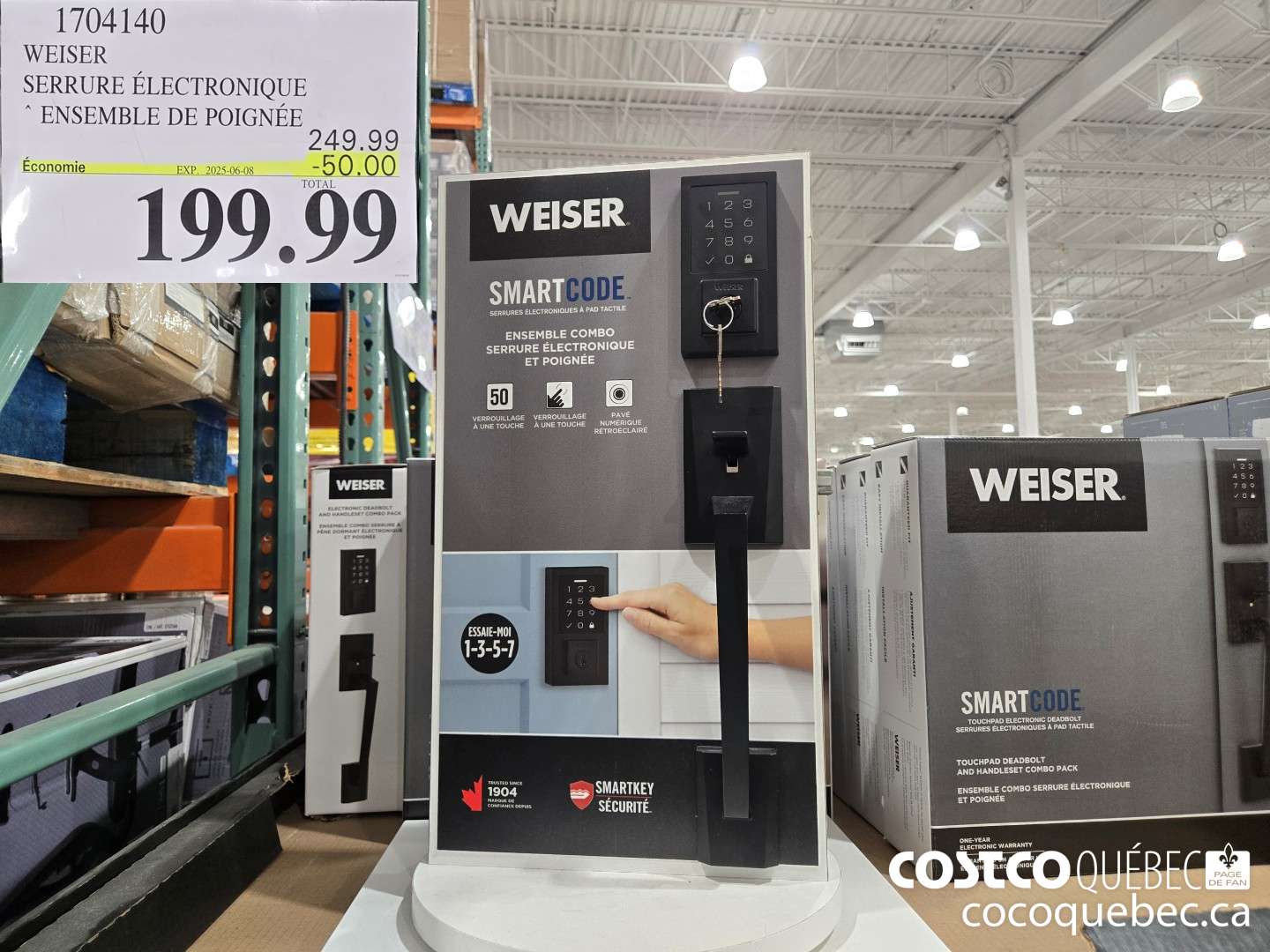 1704140 WEISER SERRURE ELETRONIQUE ENSEMBLE DE POIGNEE ($50.00 INSTANT SAVINGS EXPIRES ON 2025-06-08) $199.99