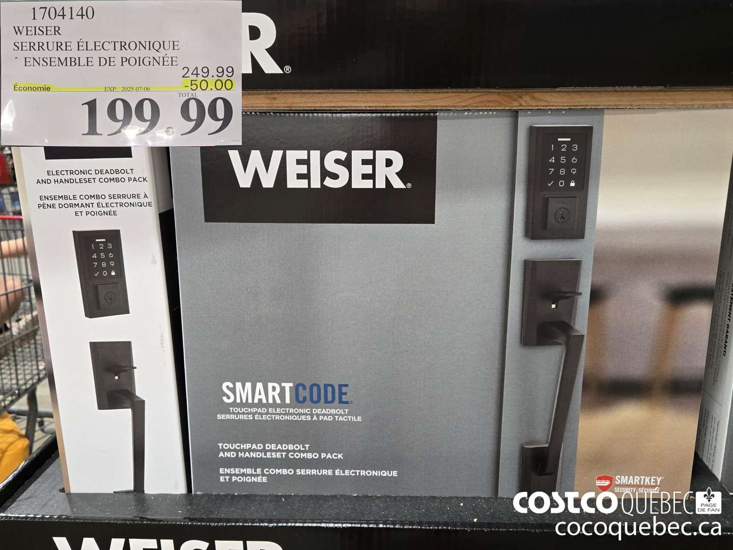 1704140 WEISER SERRURE ELETRONIQUE ENSEMBLE DE POIGNEE ($50.00 INSTANT SAVINGS EXPIRES ON 2025-07-06) $199.99