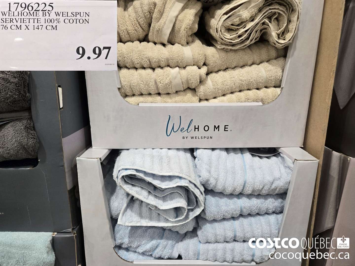 1796225 WELHOME BY WELSPUN SERVIETTE 100% COTON 76 CM X 147 CM  $9.97