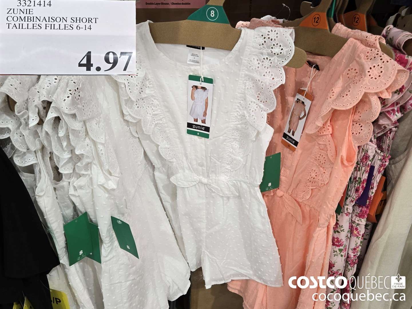 3321414 ZUNIE COMBINAISON SHORT TAILLES FILLES 6-14  $4.97