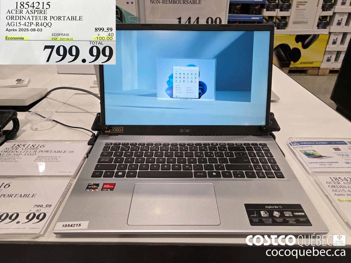 1854215 ACER ASPIRE ORDINATEUR PORTABLE  ($100.00 INSTANT SAVINGS EXPIRES ON 2025-08-03) $799.99