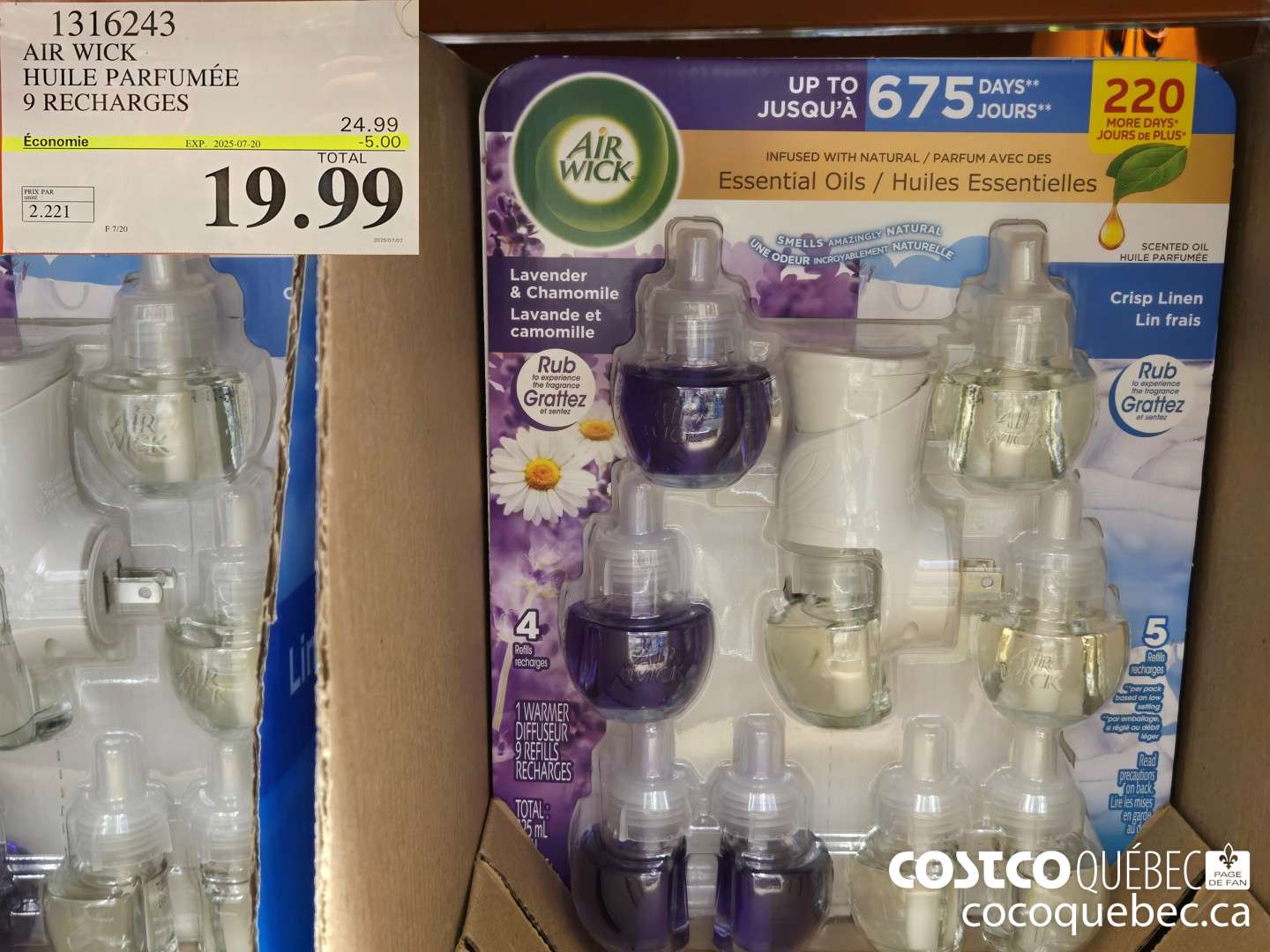 1316243 AIR WICK HUILE PARFUMEE 9 RECHARGES  ($5.00 INSTANT SAVINGS EXPIRES ON 2025-07-20) $19.99