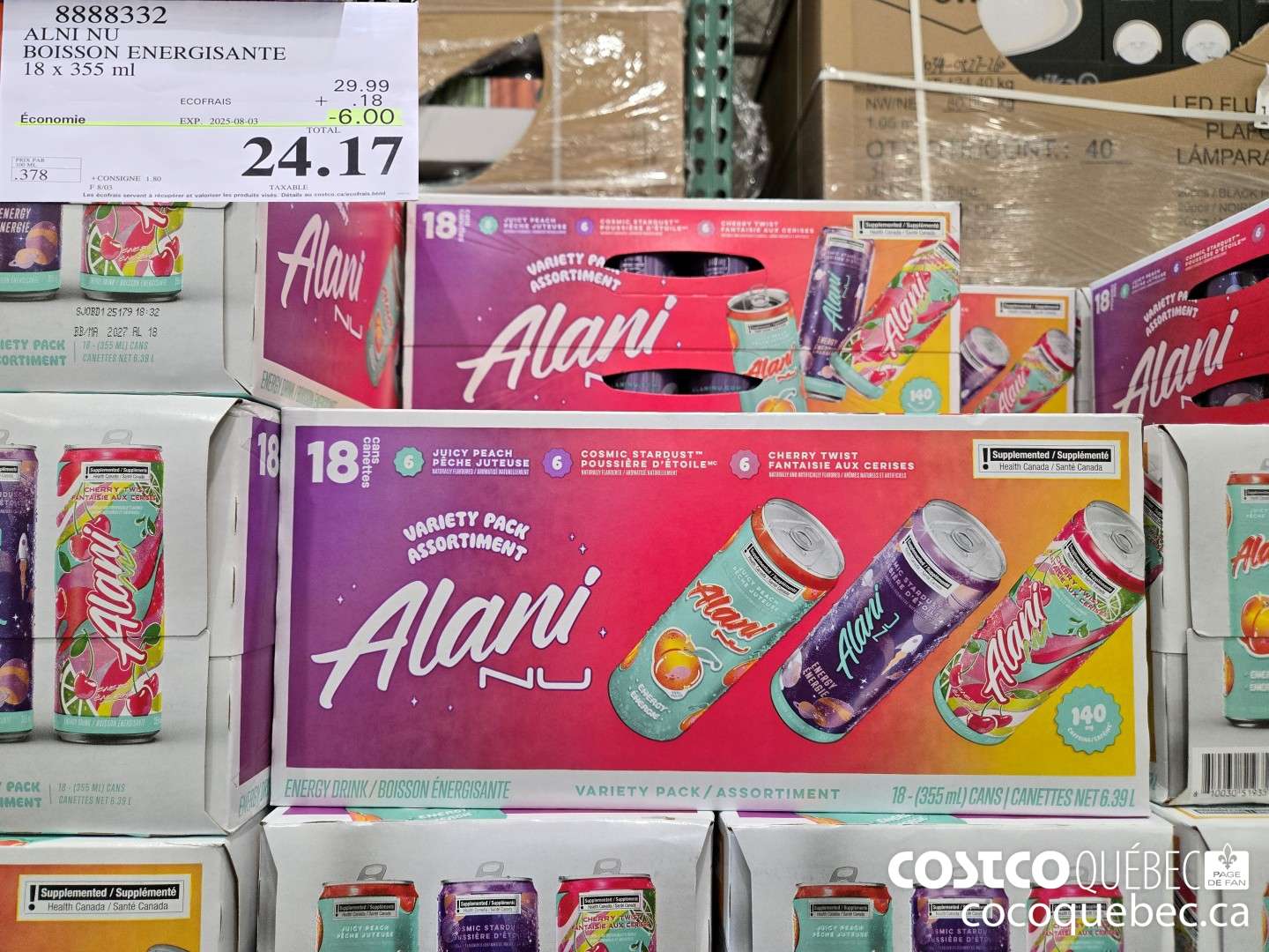8888332 ALNI NU BOISSON ENERGISANTE 18 x 355 ml  ($6.00 INSTANT SAVINGS EXPIRES ON 2025-04-13) $24.17