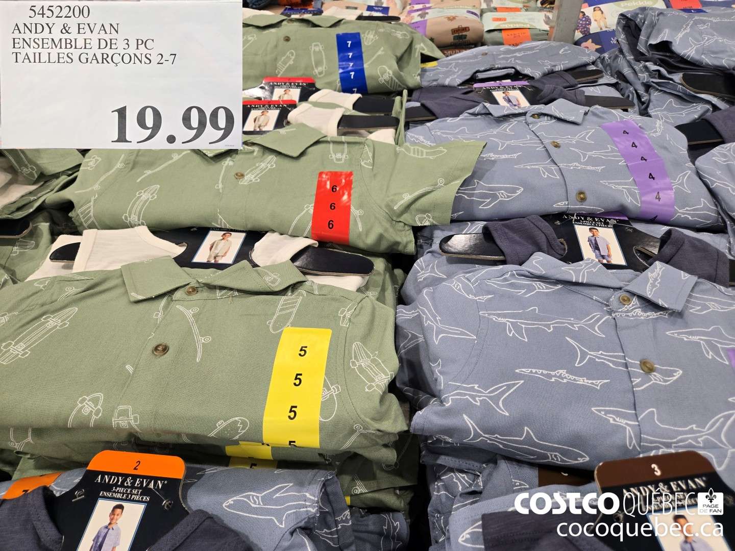 5452200 ANDY & EVAN ENSEMBLE DE 3 PC TAILLES GARCONS 2-7  $19.99