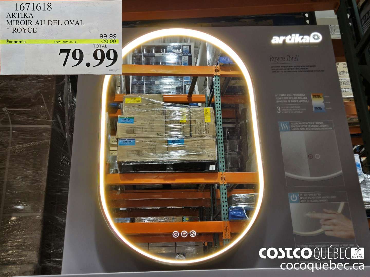 1671618 ARTIKA MIROIR AU DEL OVAL ROYCE  ($20.00 INSTANT SAVINGS EXPIRES ON 2025-07-14) $79.99