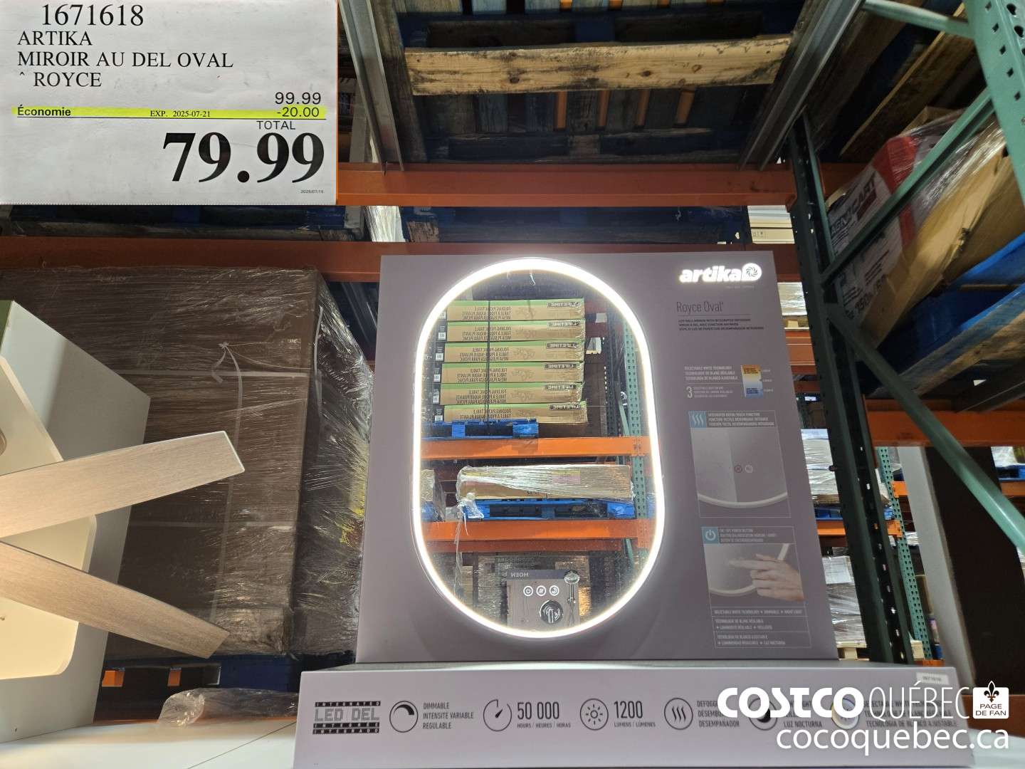 1671618 ARTIKA MIROIR AU DEL OVAL ROYCE  ($20.00 INSTANT SAVINGS EXPIRES ON 2025-07-21) $79.99