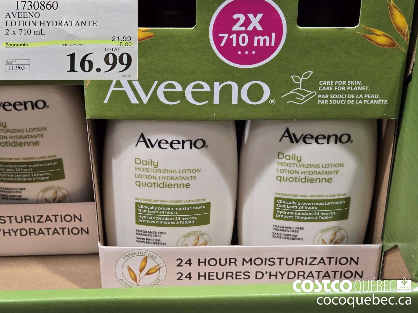 1730860 AVEENO LOTION HYDRATANTE  ($5.00 INSTANT SAVINGS EXPIRES ON 2025-07-13) $16.99