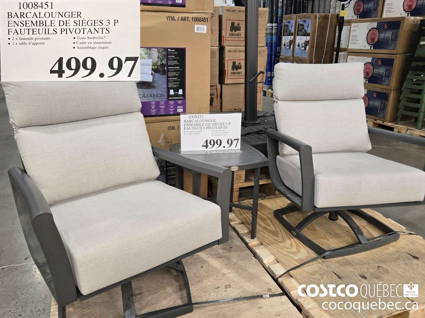 1008451 BARCALOUNGER ENSEMBLE DE SIEGES 3 P FAUTEUILS PIVOTANTS  $499.97