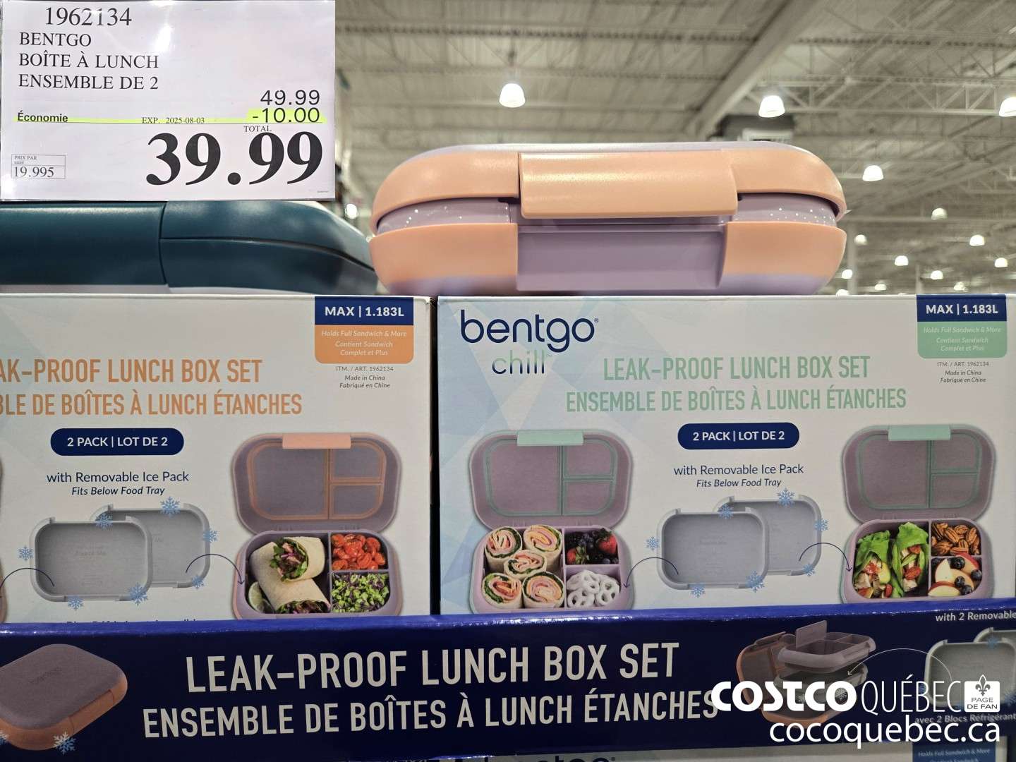 1962134 BENTGO BOITE A LUNCH ENSEMBLE DE 2 ($10.00 INSTANT SAVINGS EXPIRES ON 2025-08-03) $39.99