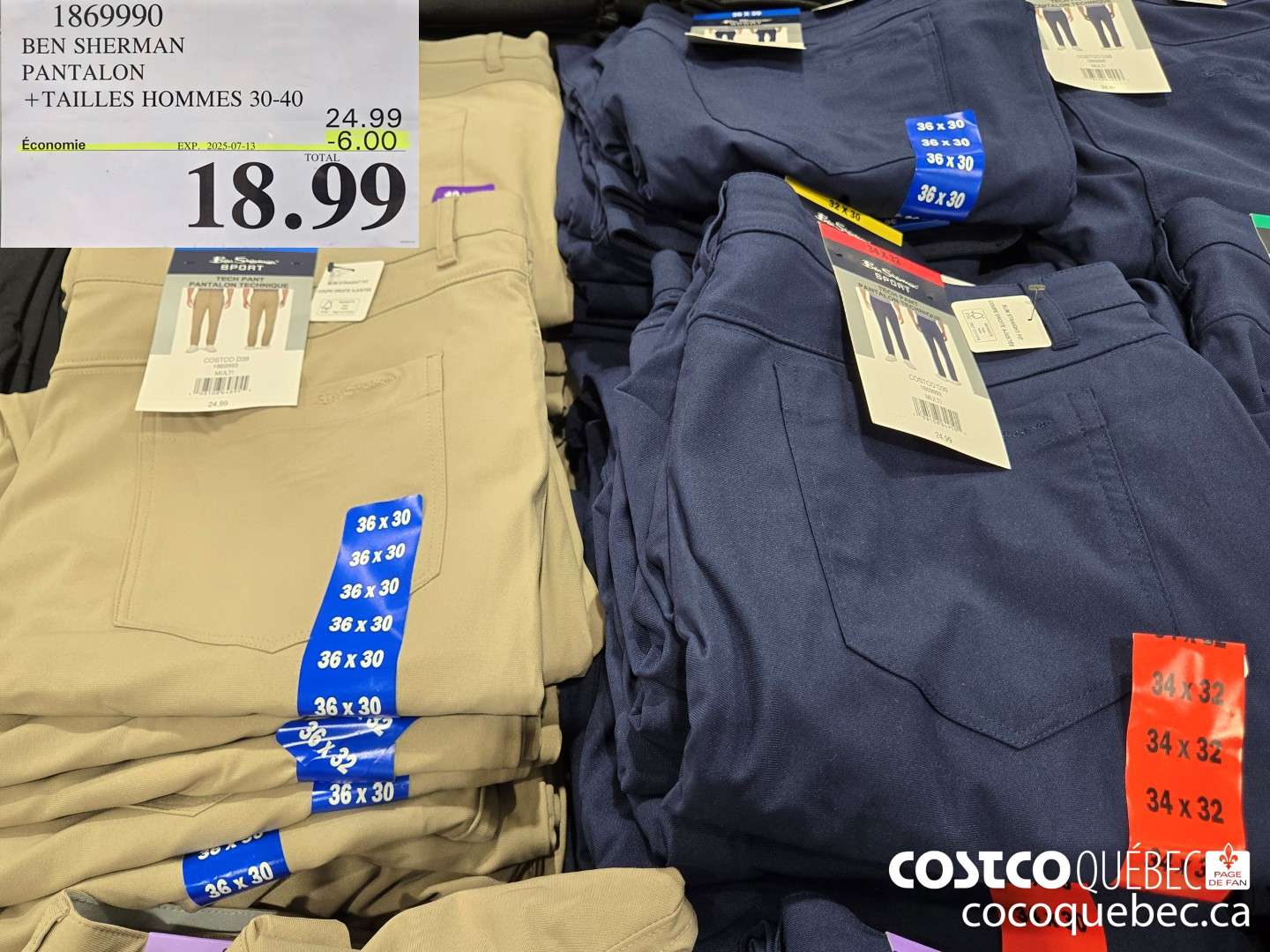 1869990 BEN SHERMAN PANTALON +TAILLES HOMMES 30-40  ($6.00 INSTANT SAVINGS EXPIRES ON 2025-07-13) $18.99