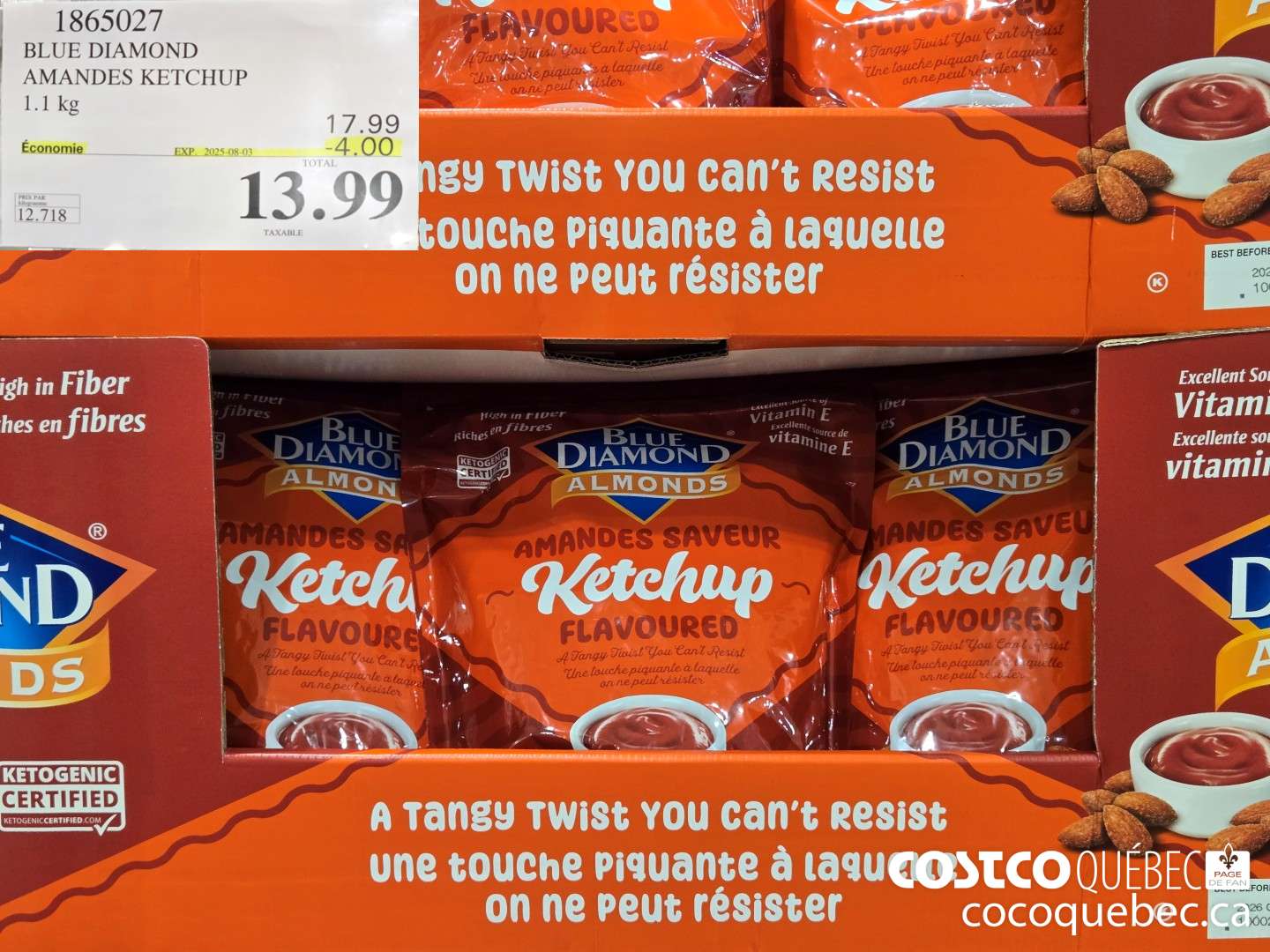 1865027 BLUE DIAMOND AMANDES KETCHUP  ($4.00 INSTANT SAVINGS EXPIRES ON 2025-08-03) $13.99
